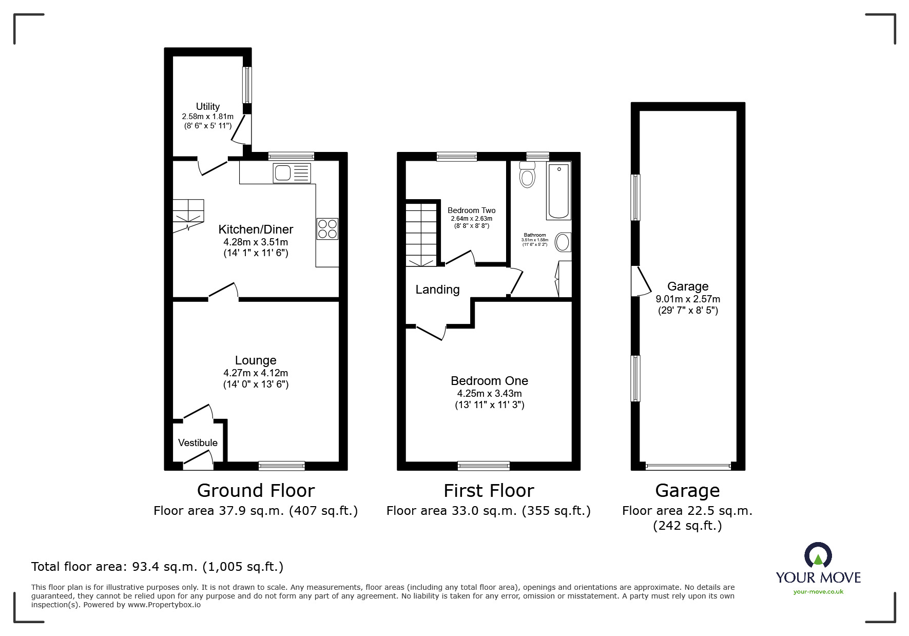Floorplan of 2 bedroom Semi Detached House for sale, Cleggs Lane, Little Hulton, Greater Manchester, M38