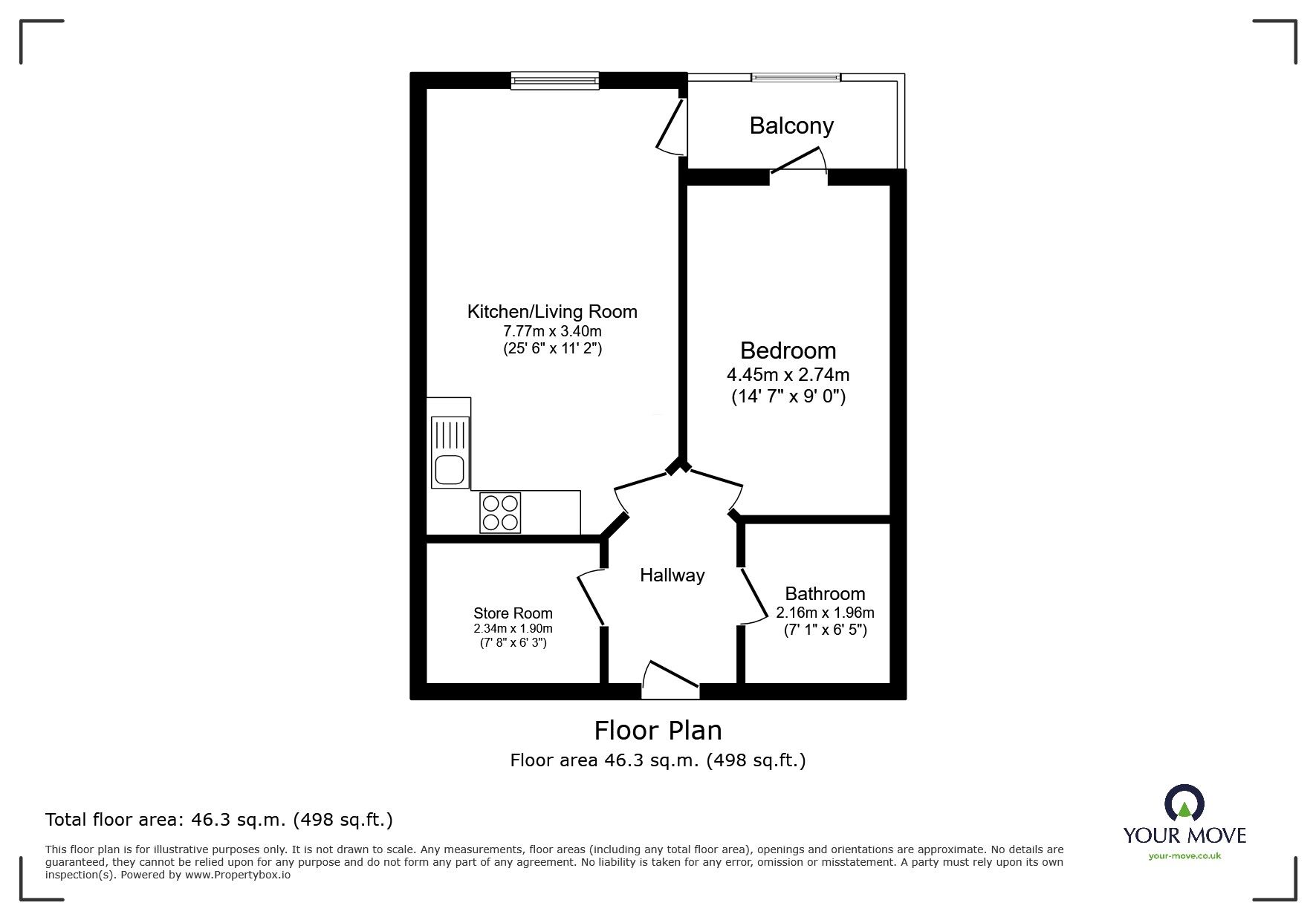 Floorplan of 1 bedroom  Flat to rent, Cotton Gardens, Bolton, Greater Manchester, BL1