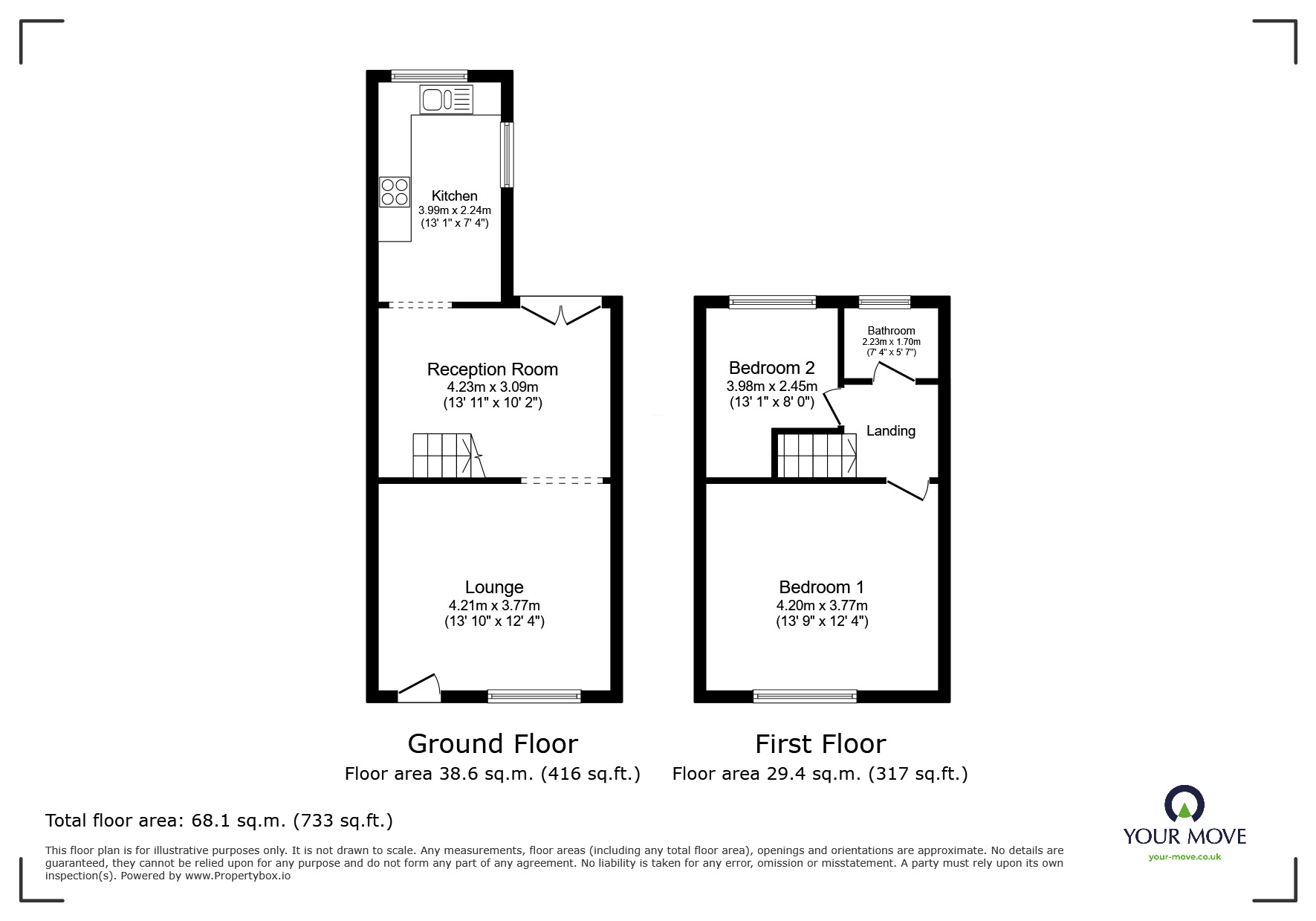 Floorplan of 2 bedroom Mid Terrace House to rent, Manchester Road, Worsley, Greater Manchester, M28