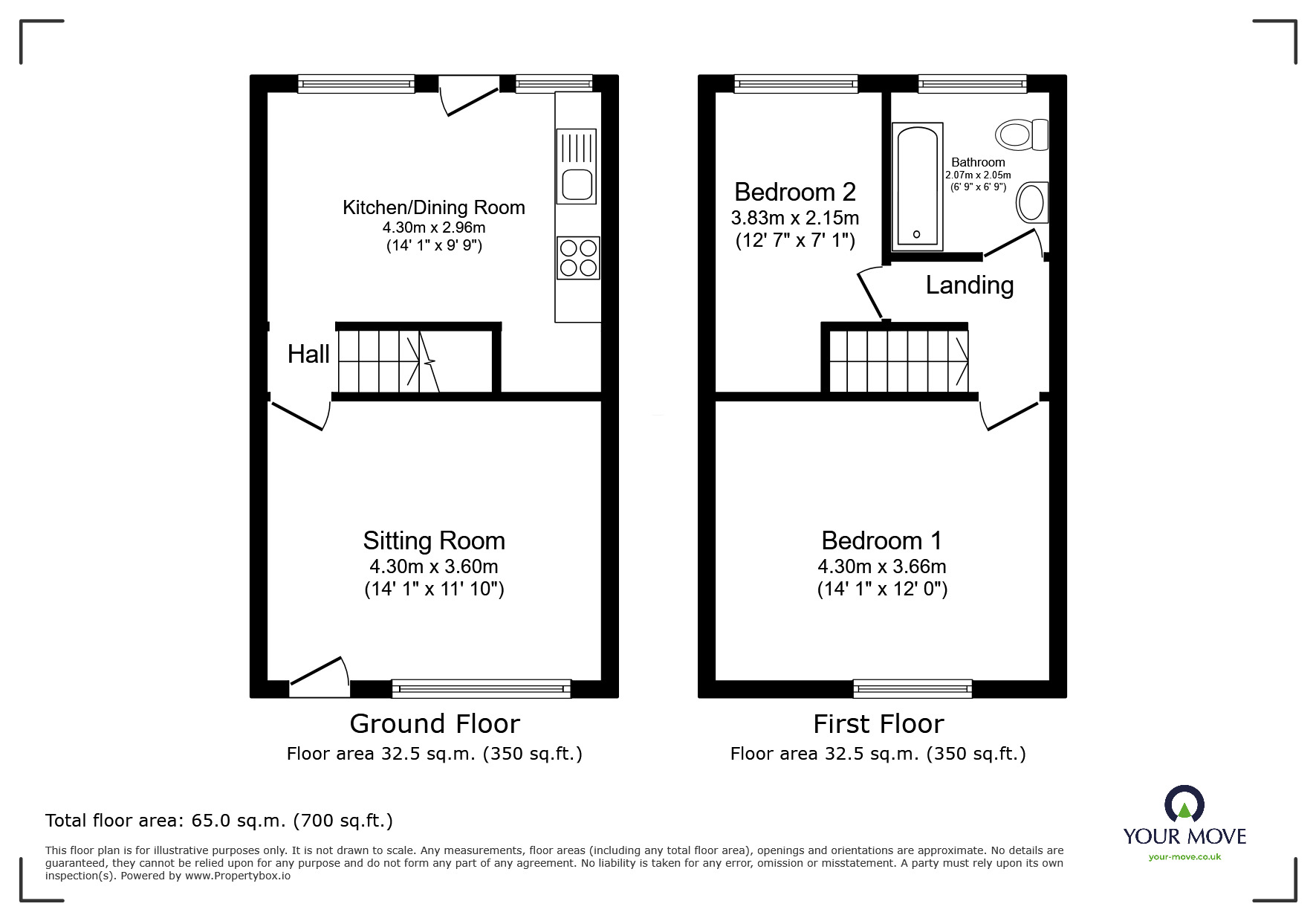 Floorplan of 2 bedroom Mid Terrace House to rent, Glebe Street, Leigh, Greater Manchester, WN7
