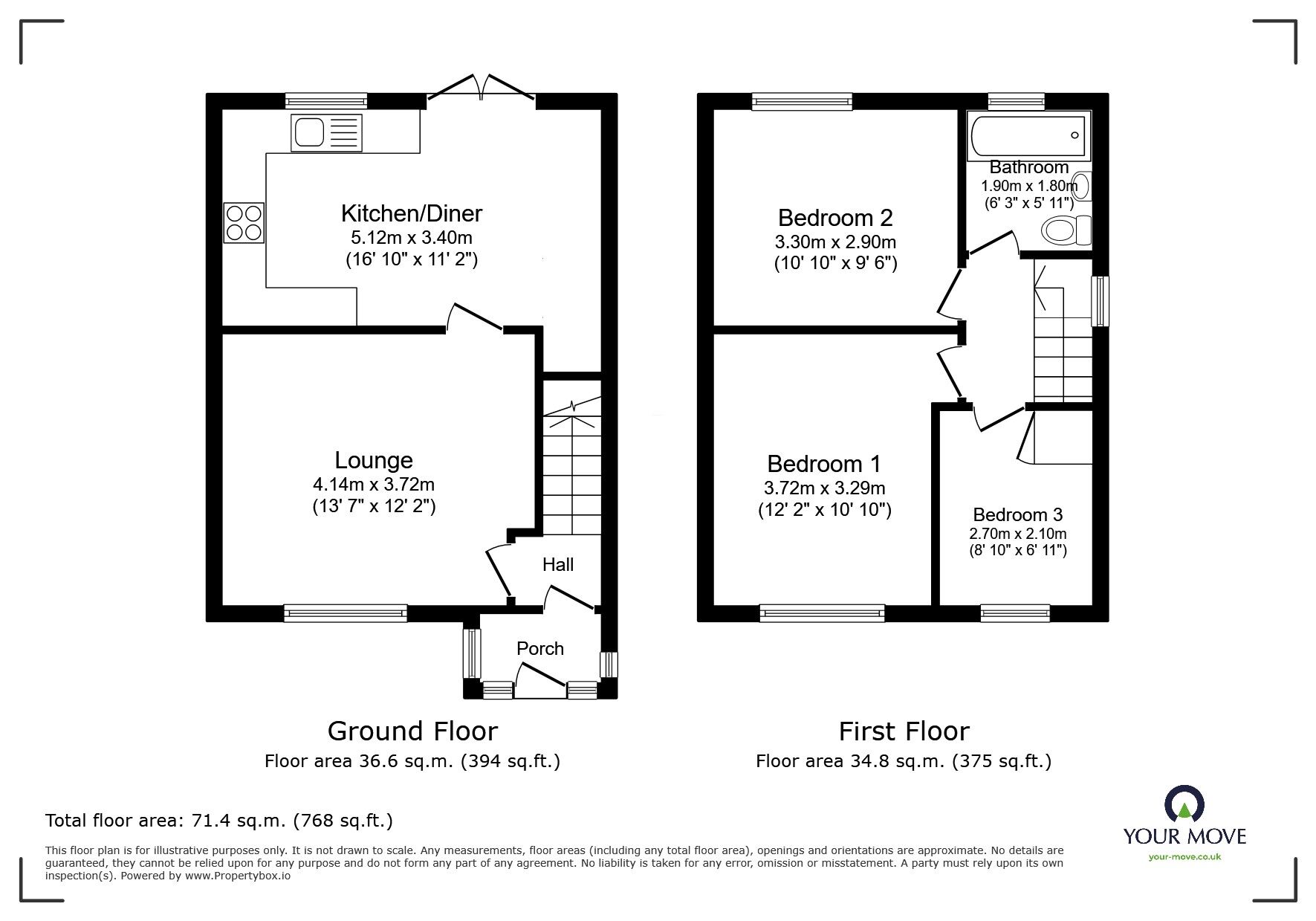 Floorplan of 3 bedroom Semi Detached House for sale, Mountain Street, Worsley, Manchester, M28