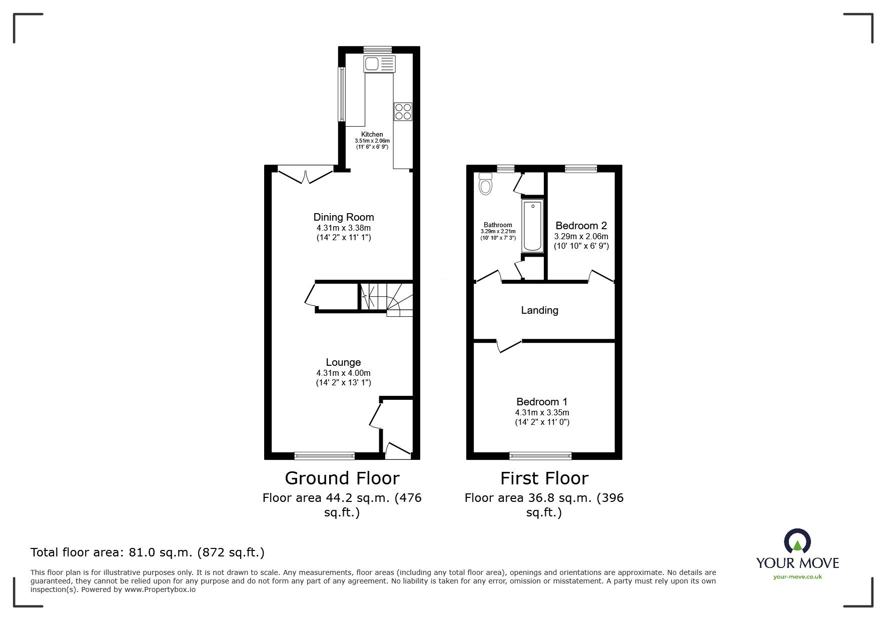 Floorplan of 2 bedroom Mid Terrace House for sale, Lovers Lane, Atherton, Greater Manchester, M46