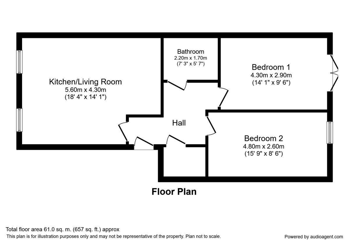 Floorplan of 2 bedroom Flat to rent, Harriet Street, Worsley, Manchester, M28