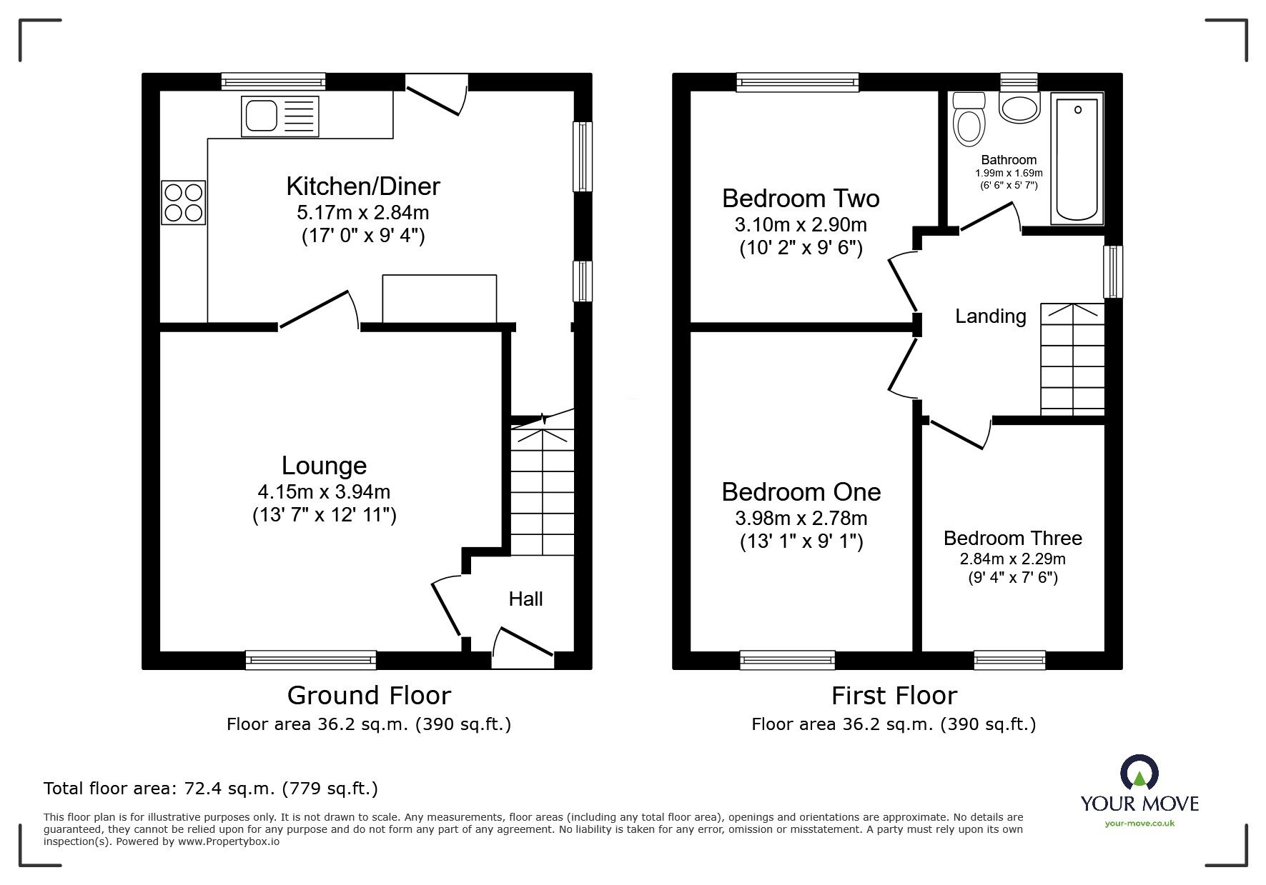 Floorplan of 3 bedroom Semi Detached House for sale, Beech Avenue, Kearsley, Greater Manchester, BL4
