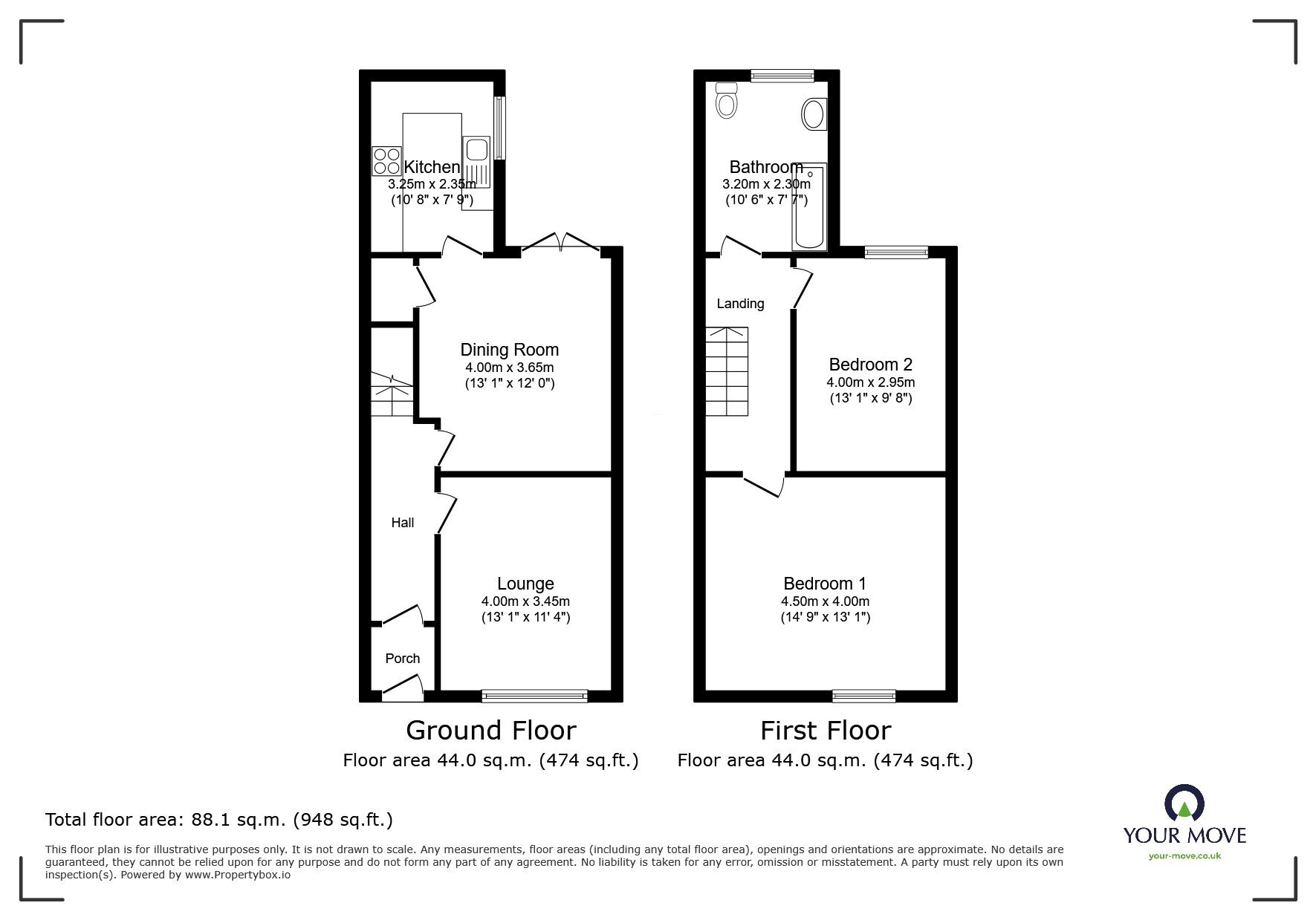 Floorplan of 2 bedroom Mid Terrace House for sale, Walkden Road, Worsley, Manchester, M28