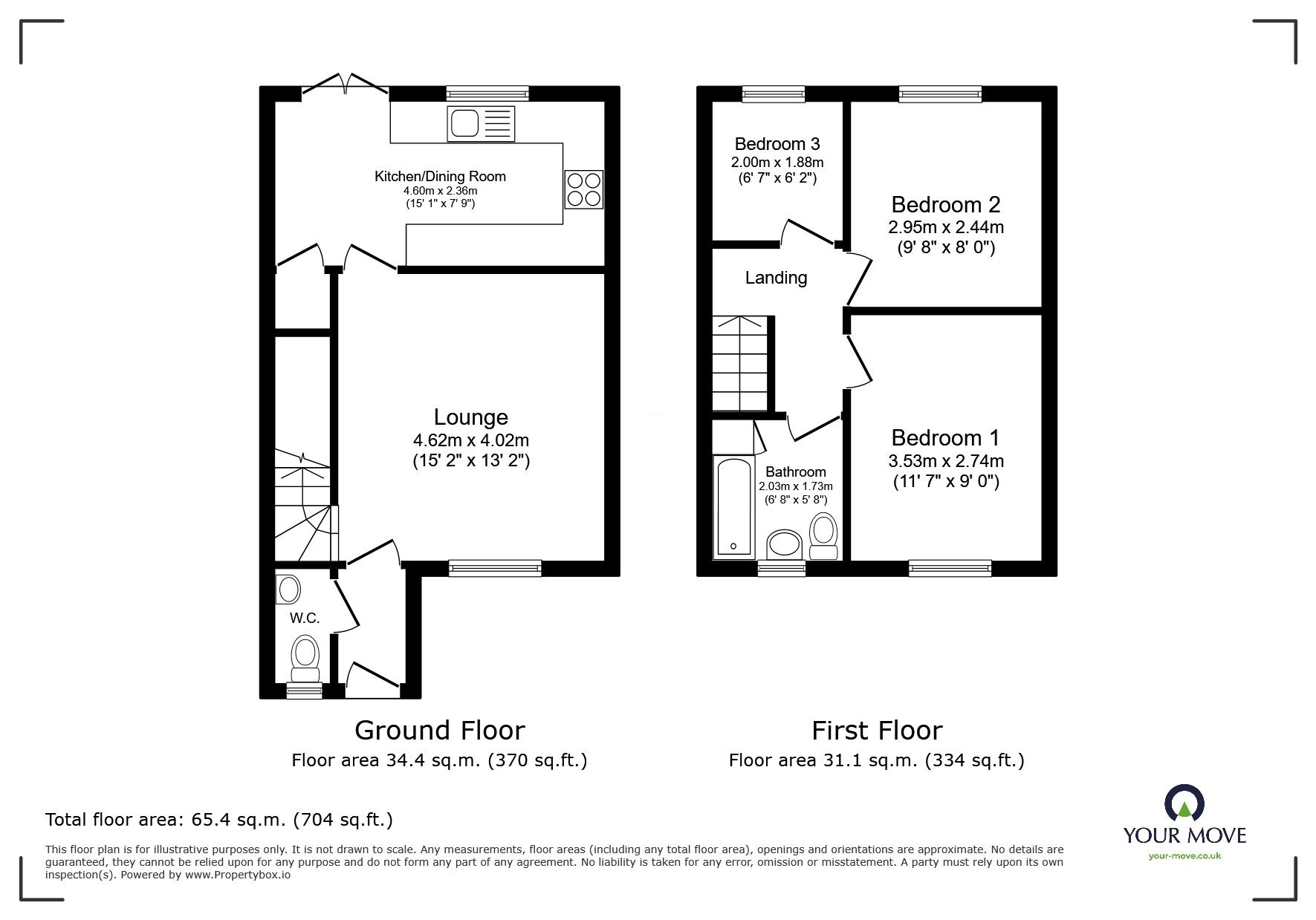 Floorplan of 3 bedroom Semi Detached House to rent, Henty Close, Eccles, Greater Manchester, M30