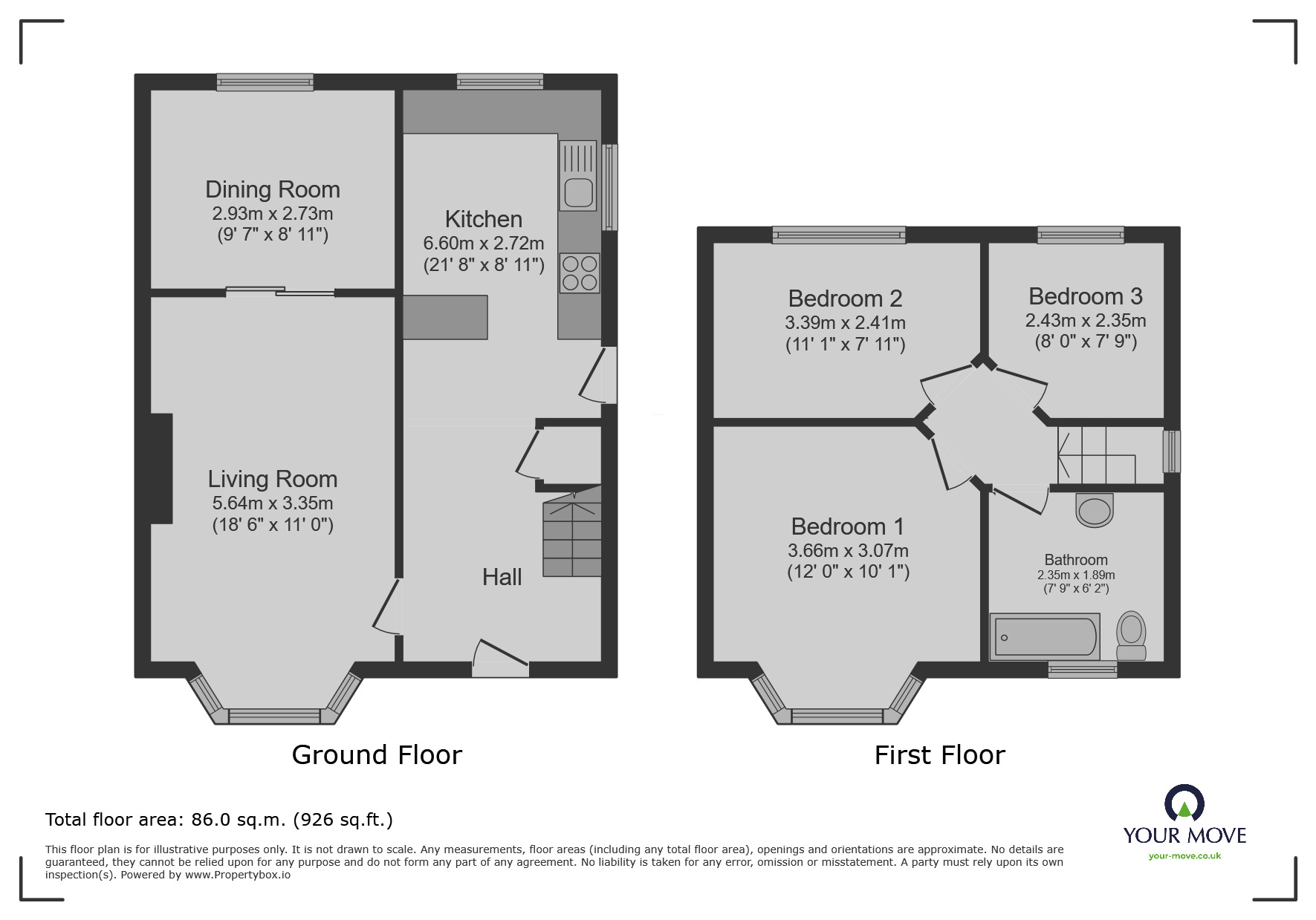 Floorplan of 3 bedroom Semi Detached House for sale, Malvern Close, Pendlebury, Manchester, M27