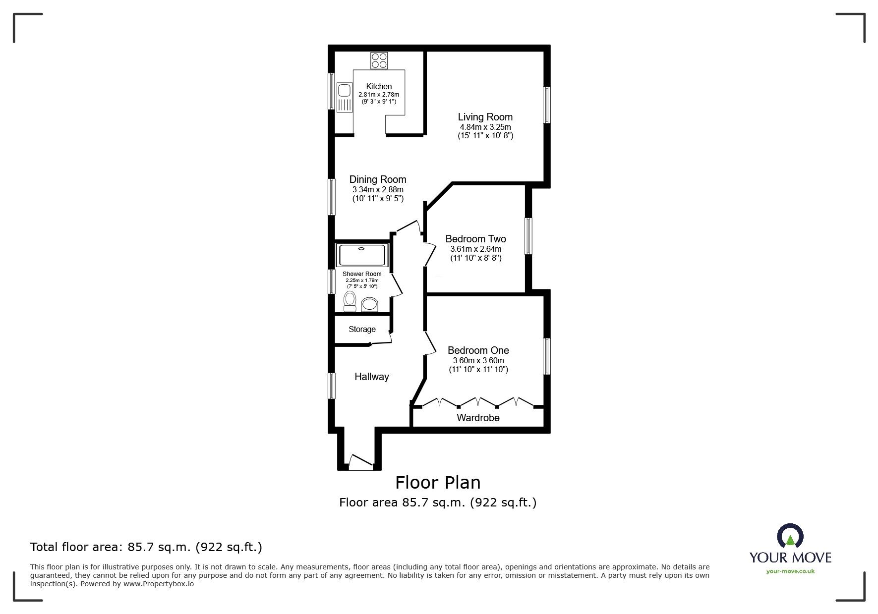 Floorplan of 2 bedroom Flat for sale, Kings Park, Leigh, Greater Manchester, WN7