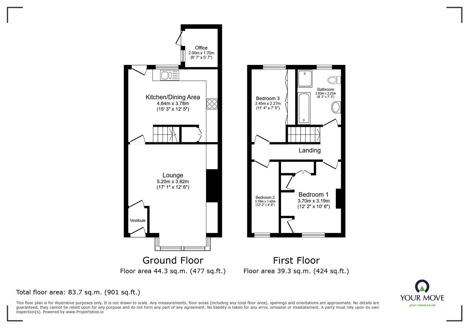 Floorplan of 3 bedroom Mid Terrace House for sale, Mather Street, Kearsley, Greater Manchester, BL4