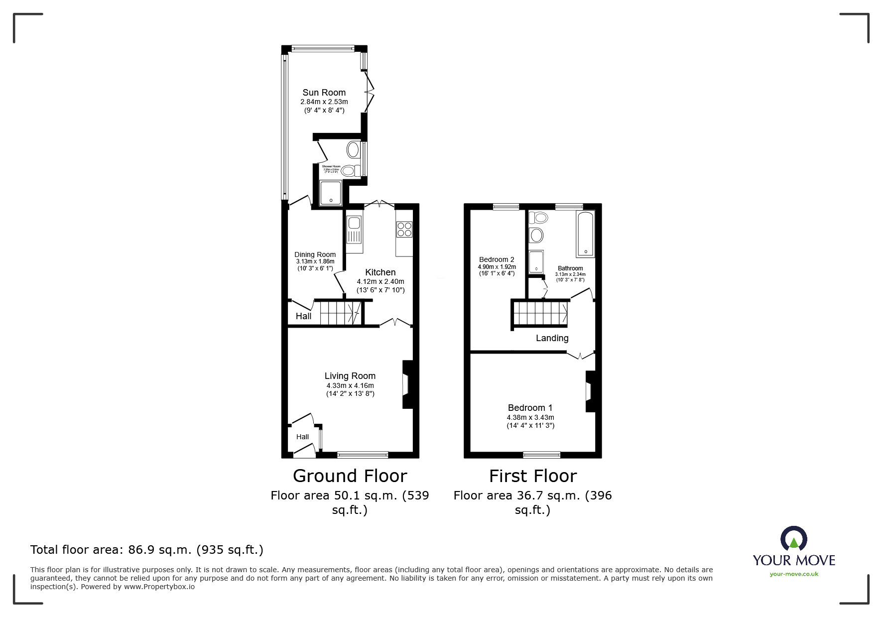 Floorplan of 2 bedroom End Terrace House to rent, Hilton Lane, Worsley, Greater Manchester, M28