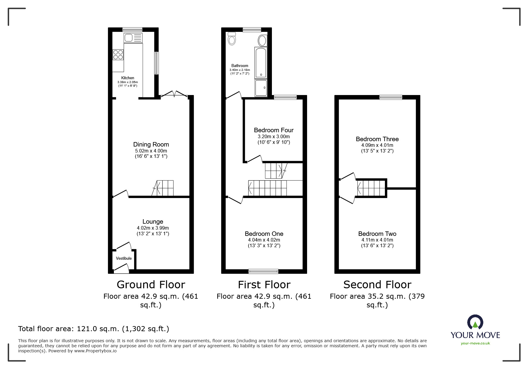 Floorplan of 4 bedroom Mid Terrace House for sale, Bolton Road, Kearsley, Greater Manchester, BL4