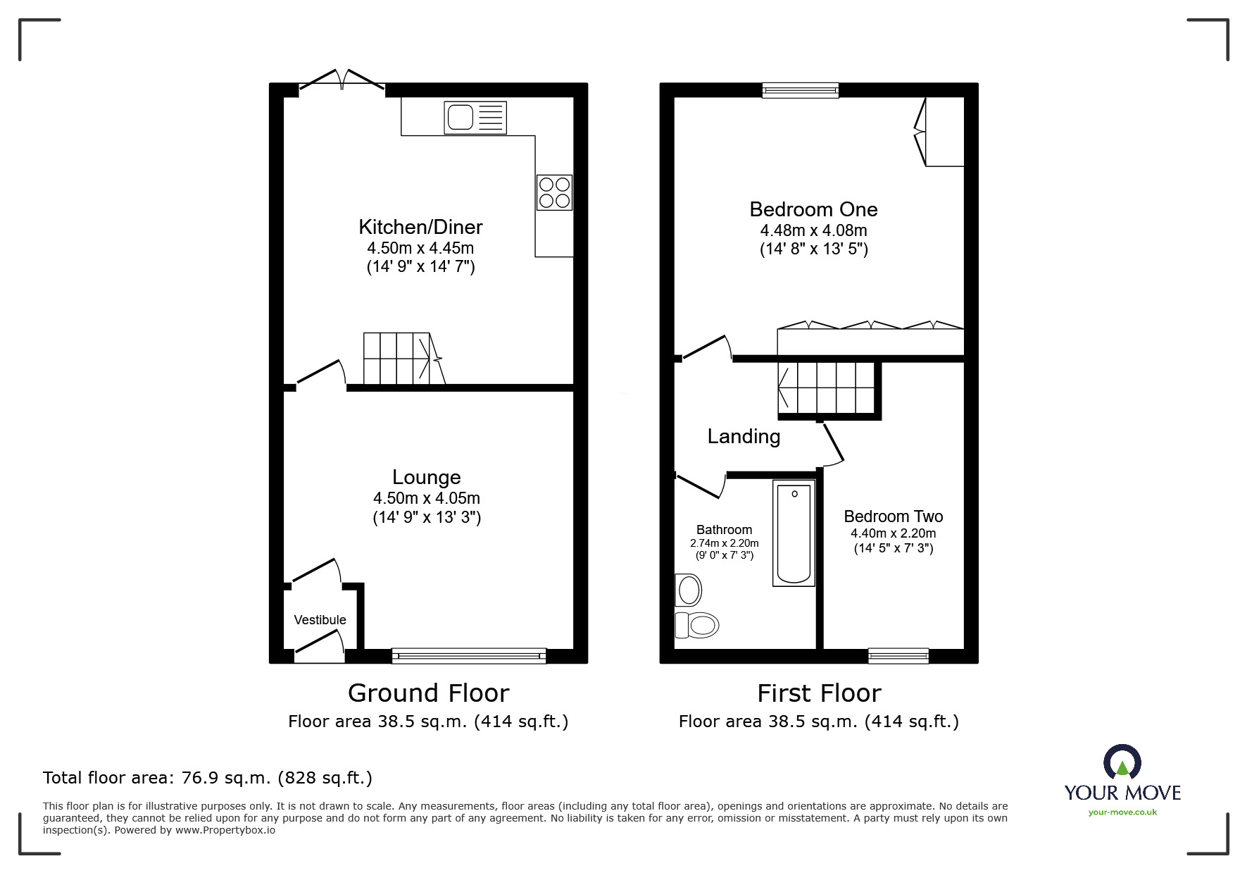 Floorplan of 2 bedroom Mid Terrace House for sale, Cleggs Lane, Little Hulton, Greater Manchester, M38