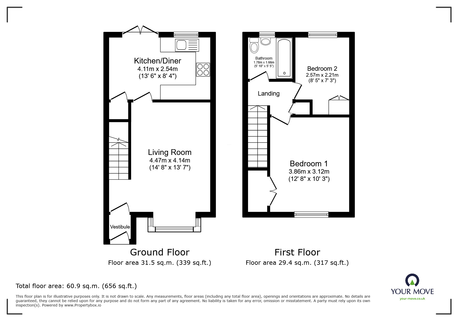 Floorplan of 2 bedroom Mid Terrace House for sale, Harrowby Court, Farnworth, Greater Manchester, BL4