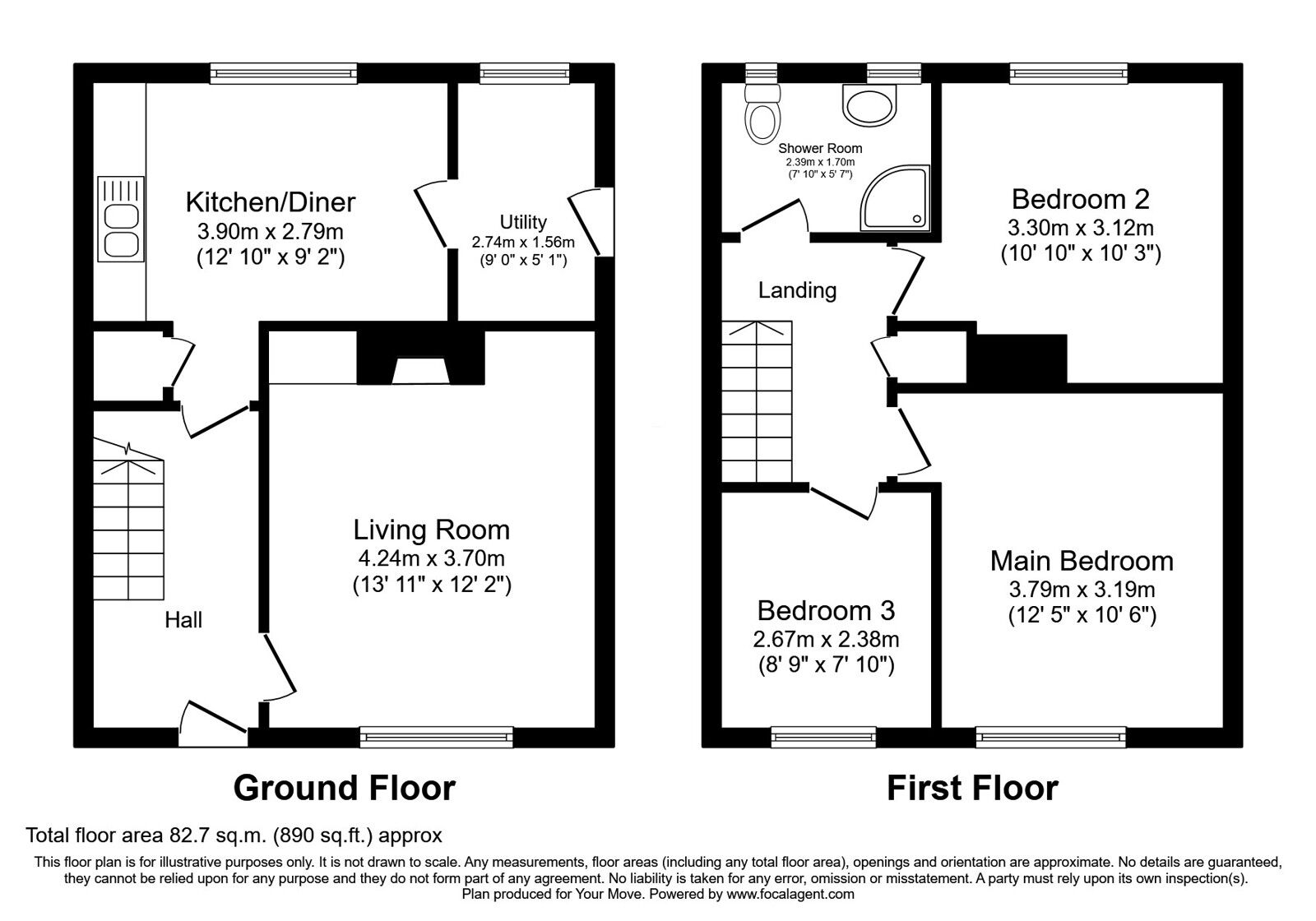 Floorplan of 3 bedroom Semi Detached House for sale, Wildbrook Road, Little Hulton, Greater Manchester, M38
