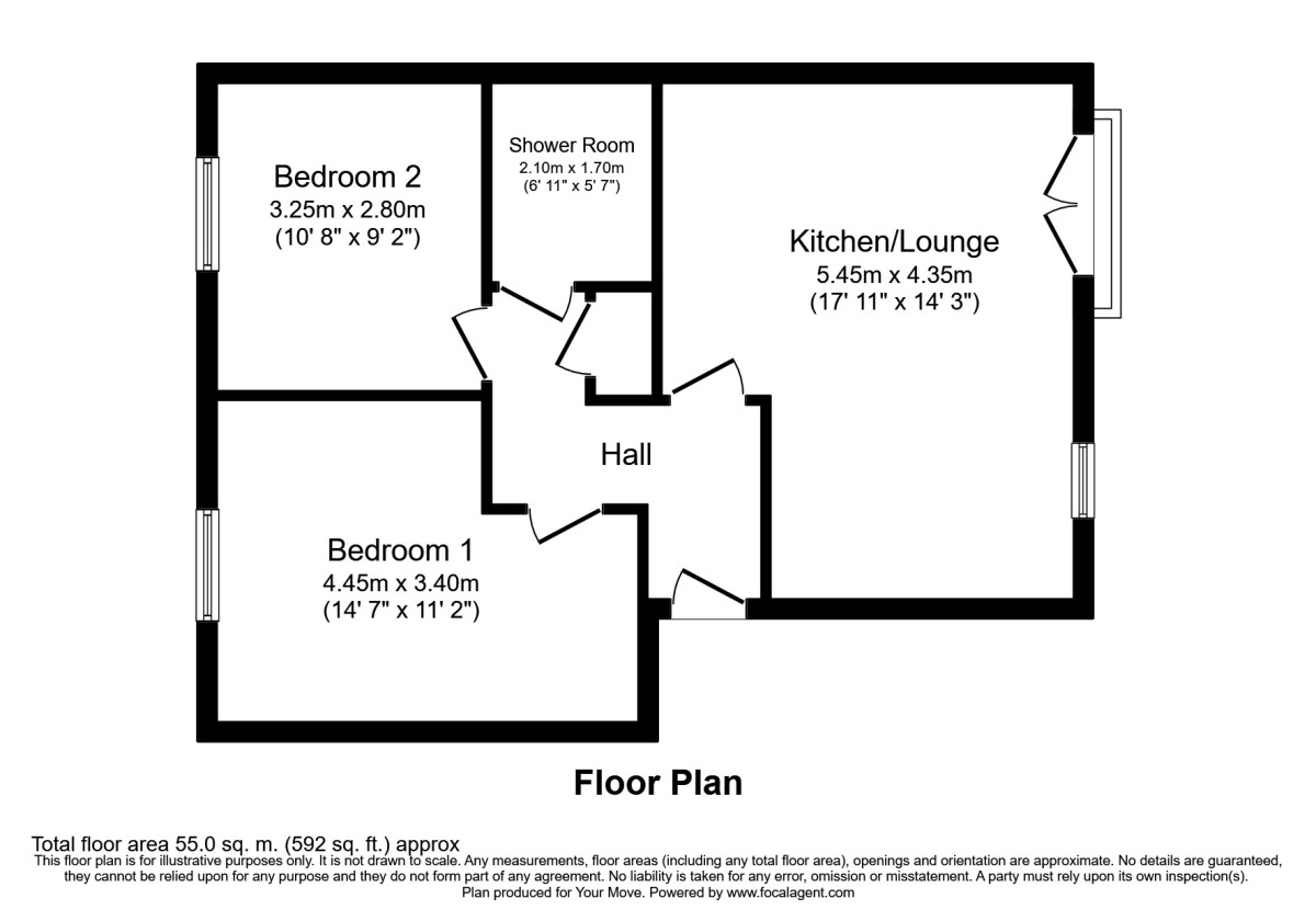Floorplan of 2 bedroom Flat for sale, Fernbeck Close, Farnworth, Bolton, BL4