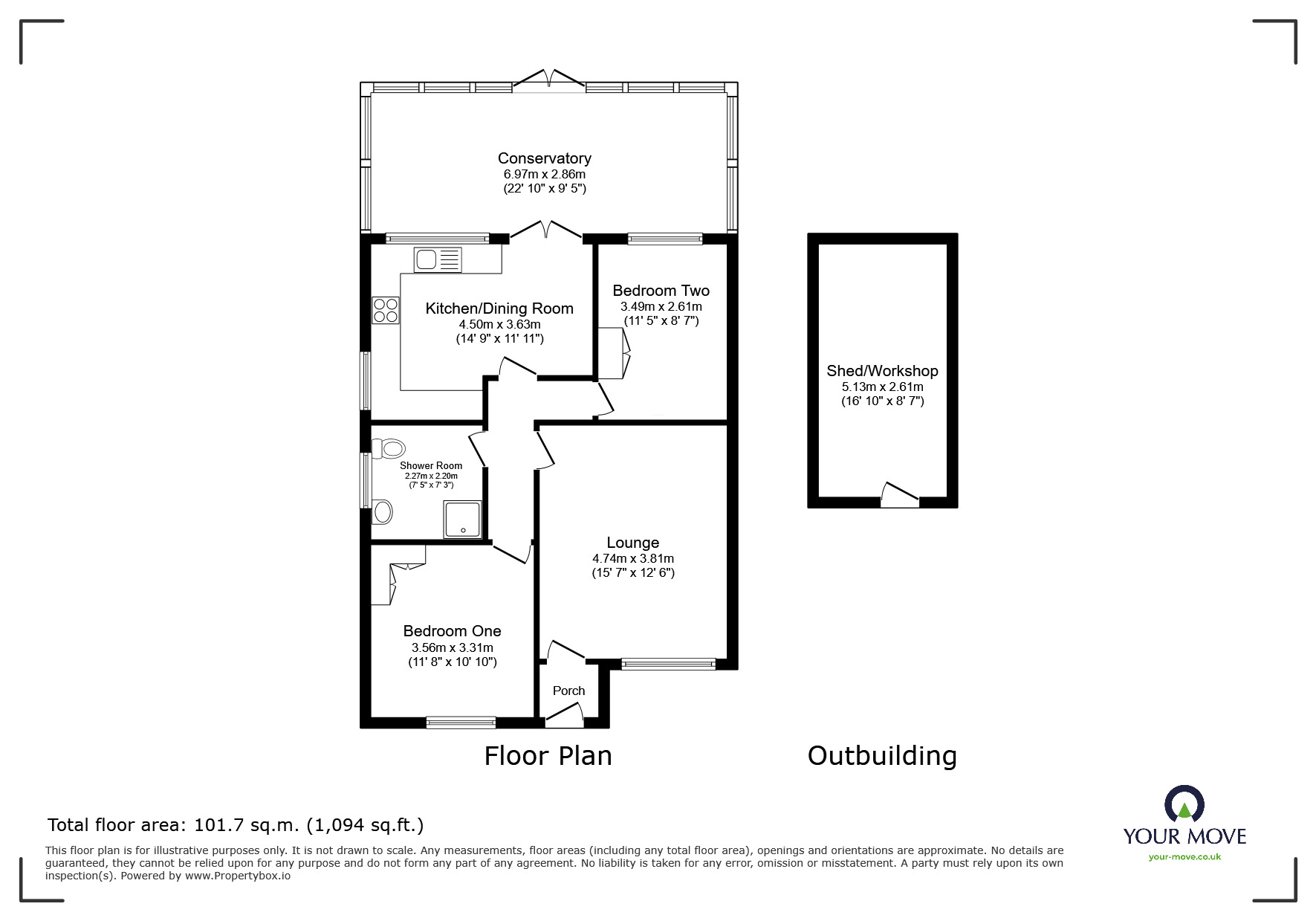 Floorplan of 2 bedroom Semi Detached Bungalow for sale, Westmeade Road, Worsley, Greater Manchester, M28