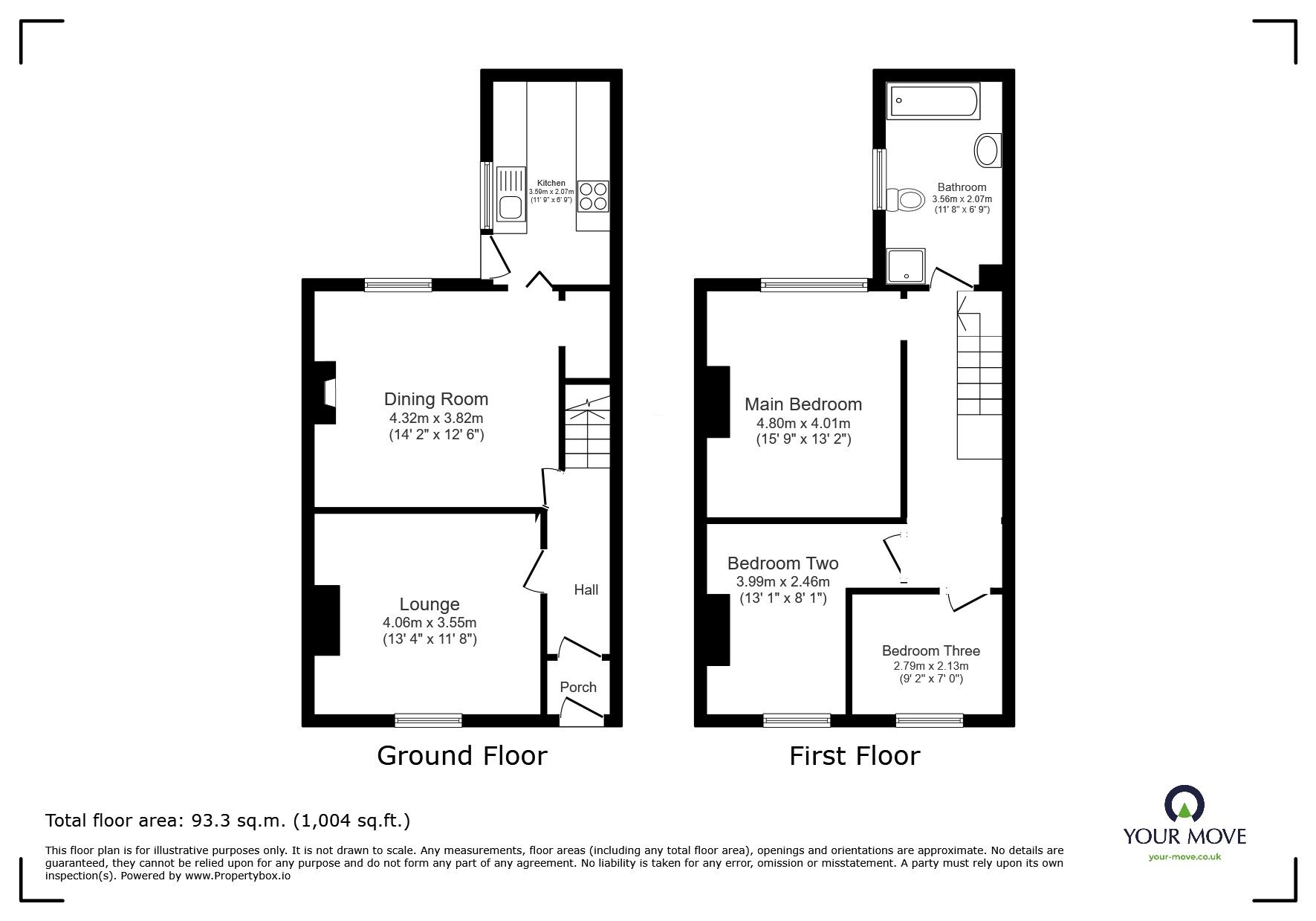 Floorplan of 3 bedroom Mid Terrace House to rent, Johnson Street, Tyldesley, Greater Manchester, M29