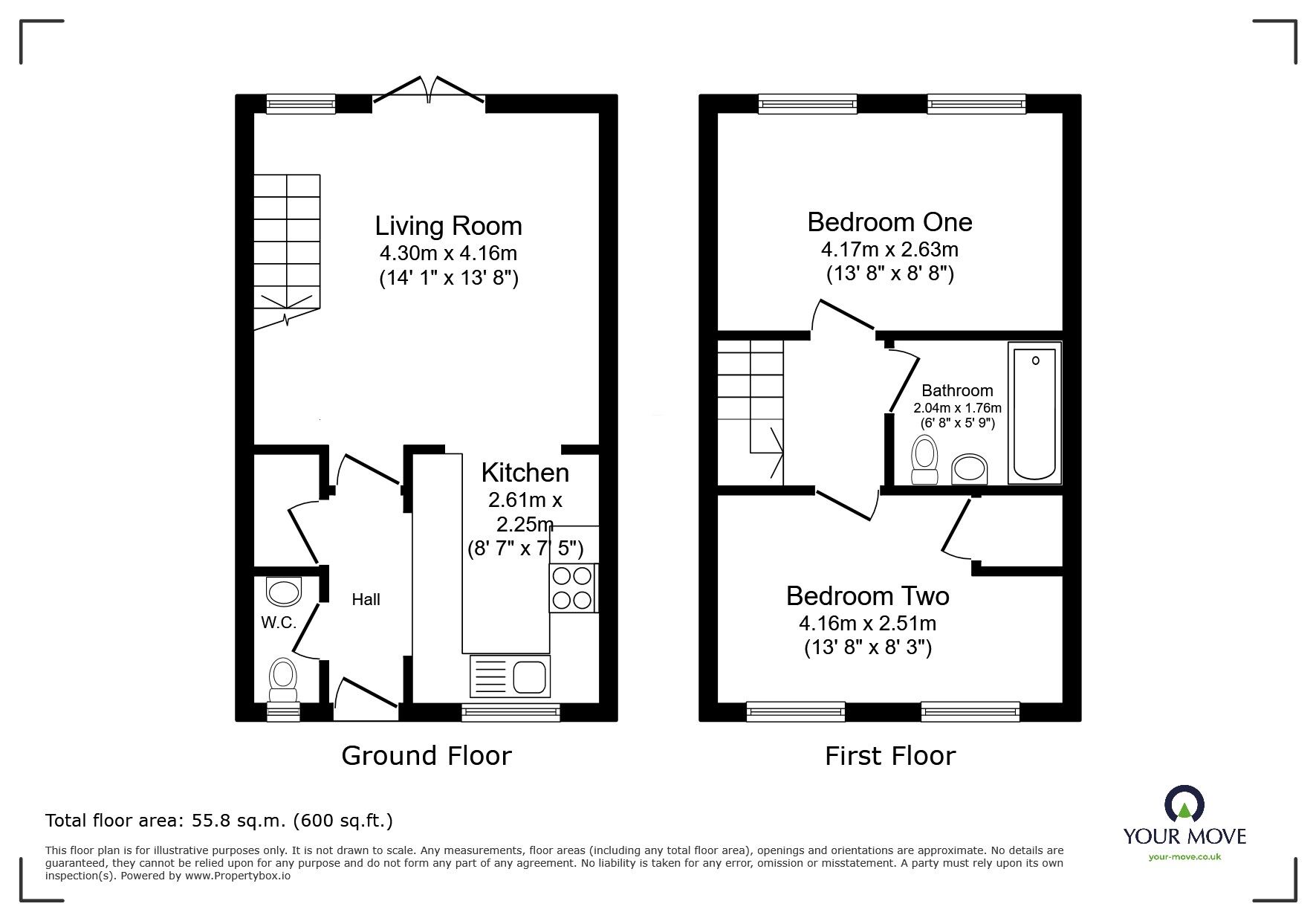 Floorplan of 2 bedroom Mid Terrace House for sale, Bridgefield Close, Tyldesley, Greater Manchester, M29