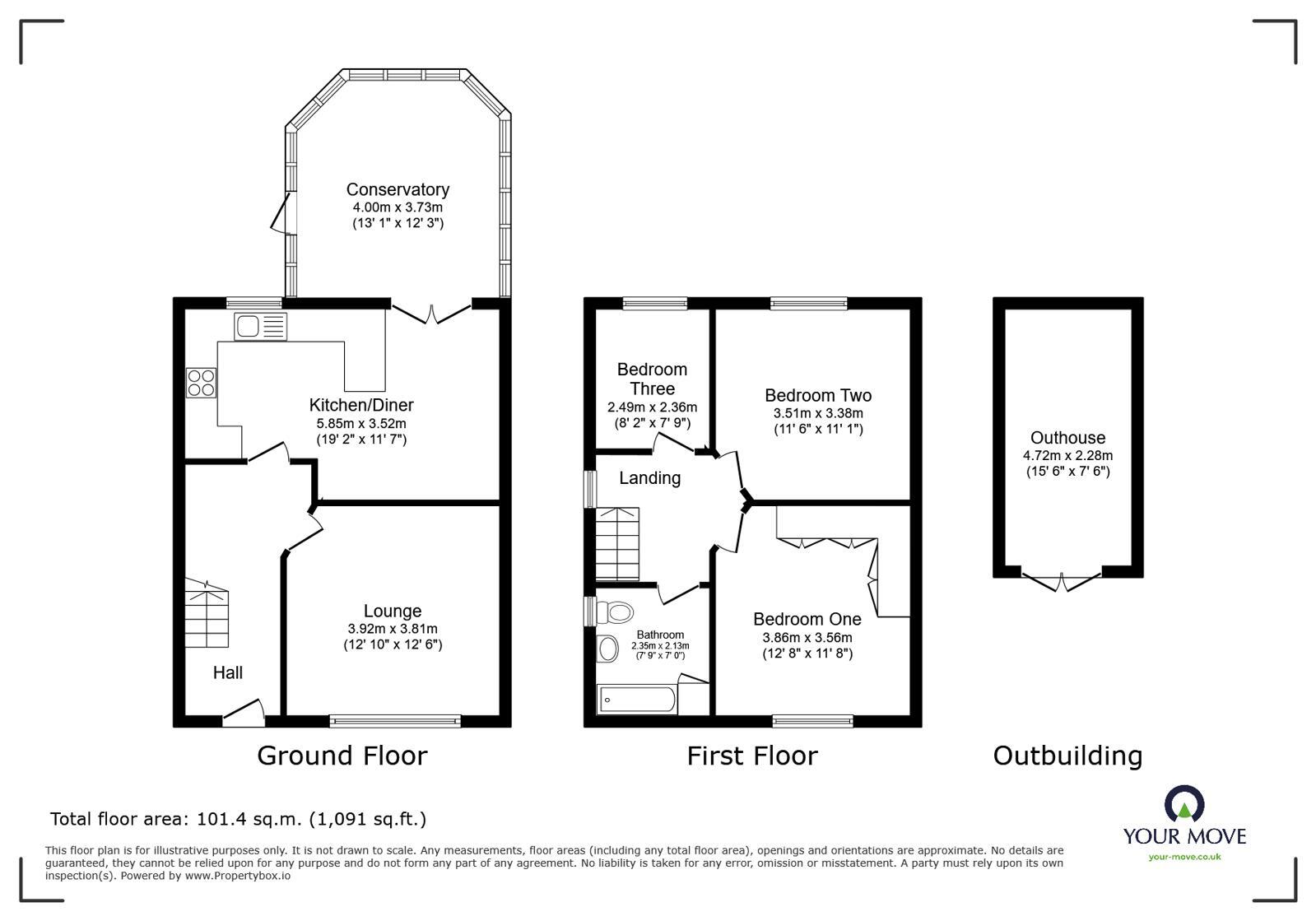 Floorplan of 3 bedroom Semi Detached House for sale, Armitage Avenue, Little Hulton, Greater Manchester, M38