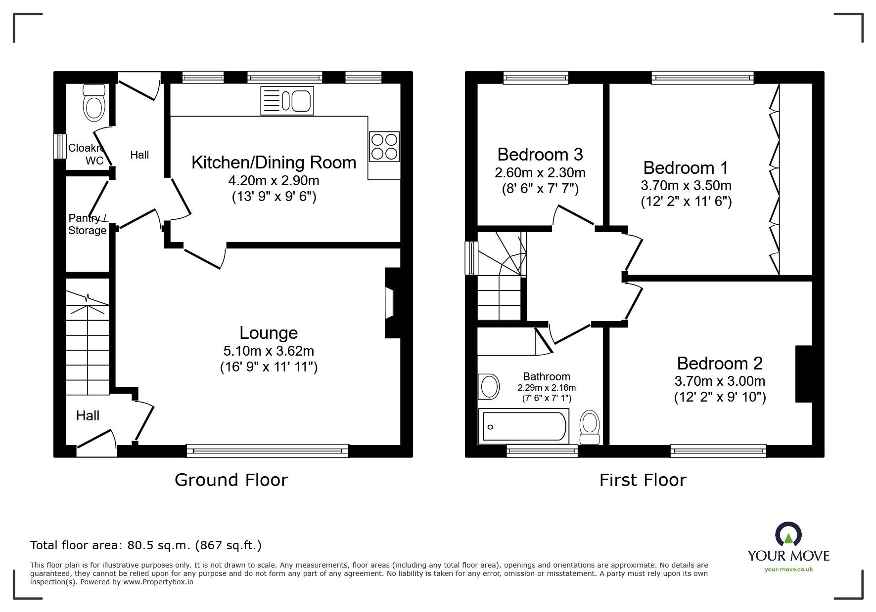 Floorplan of 3 bedroom End Terrace House for sale, Cranworth Avenue, Astley, Manchester, M29
