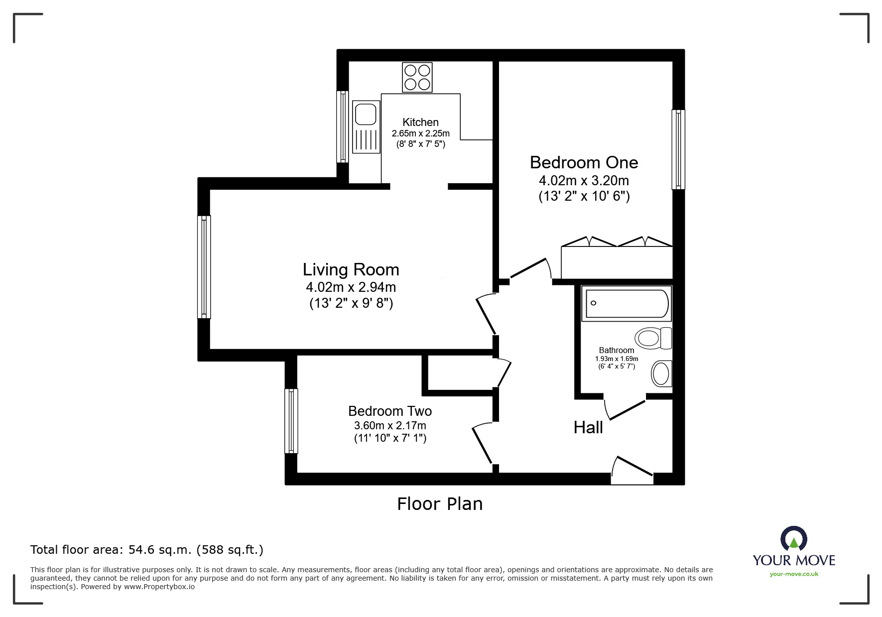 Floorplan of 2 bedroom Flat for sale, Ruskin Court, Farnworth, Greater Manchester, BL4