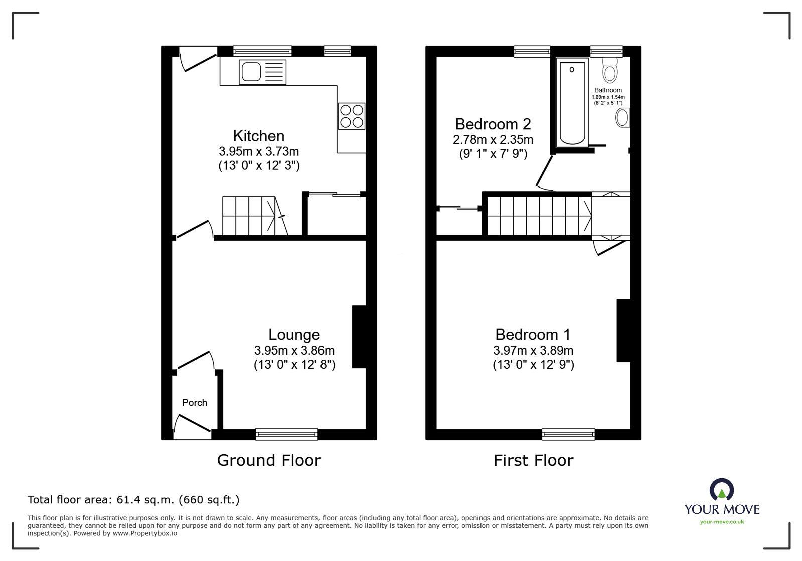 Floorplan of 2 bedroom Mid Terrace House to rent, John Street, Tyldesley, Greater Manchester, M29
