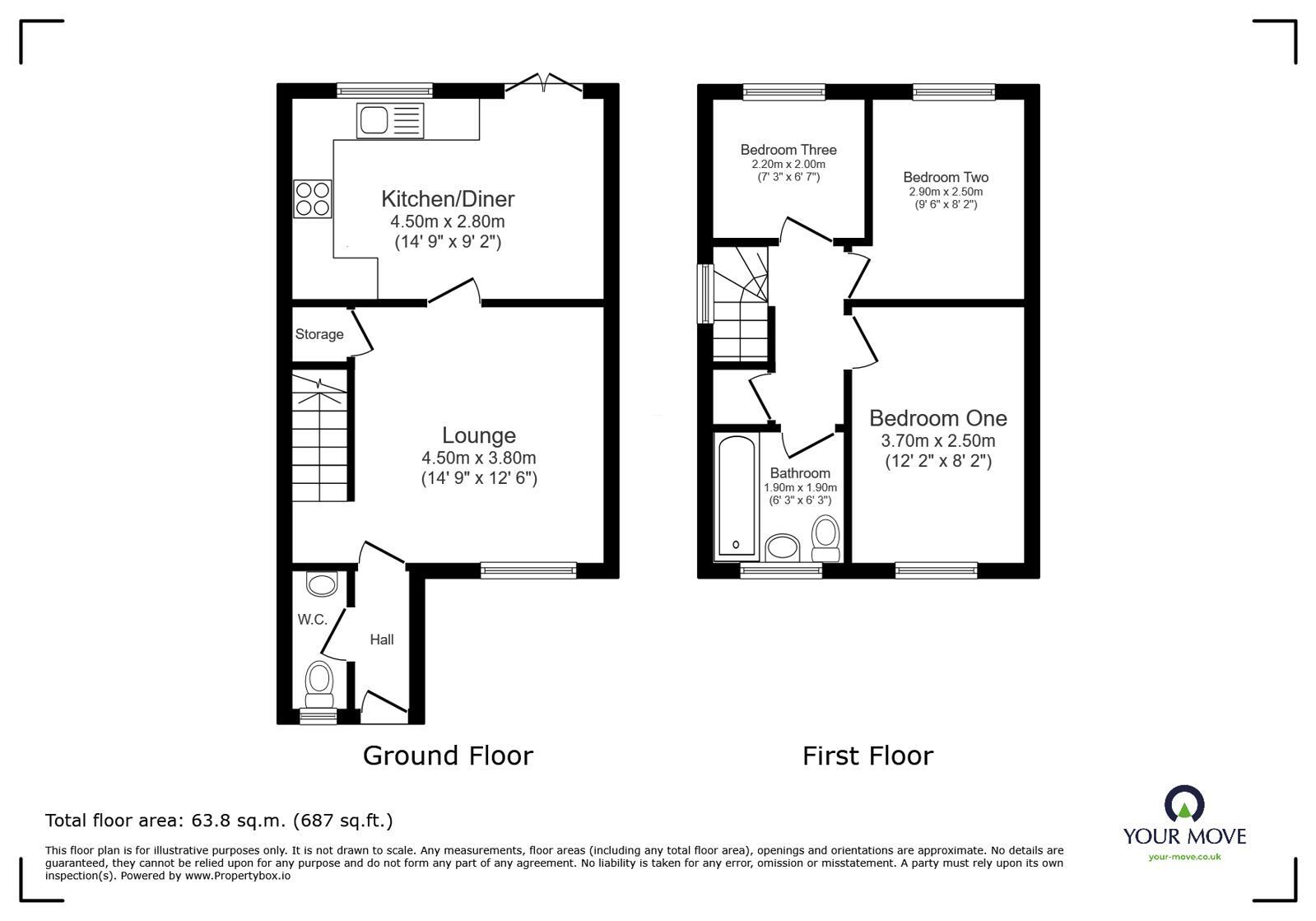 Floorplan of 3 bedroom Semi Detached House for sale, Wildbrook Road, Little Hulton, Greater Manchester, M38