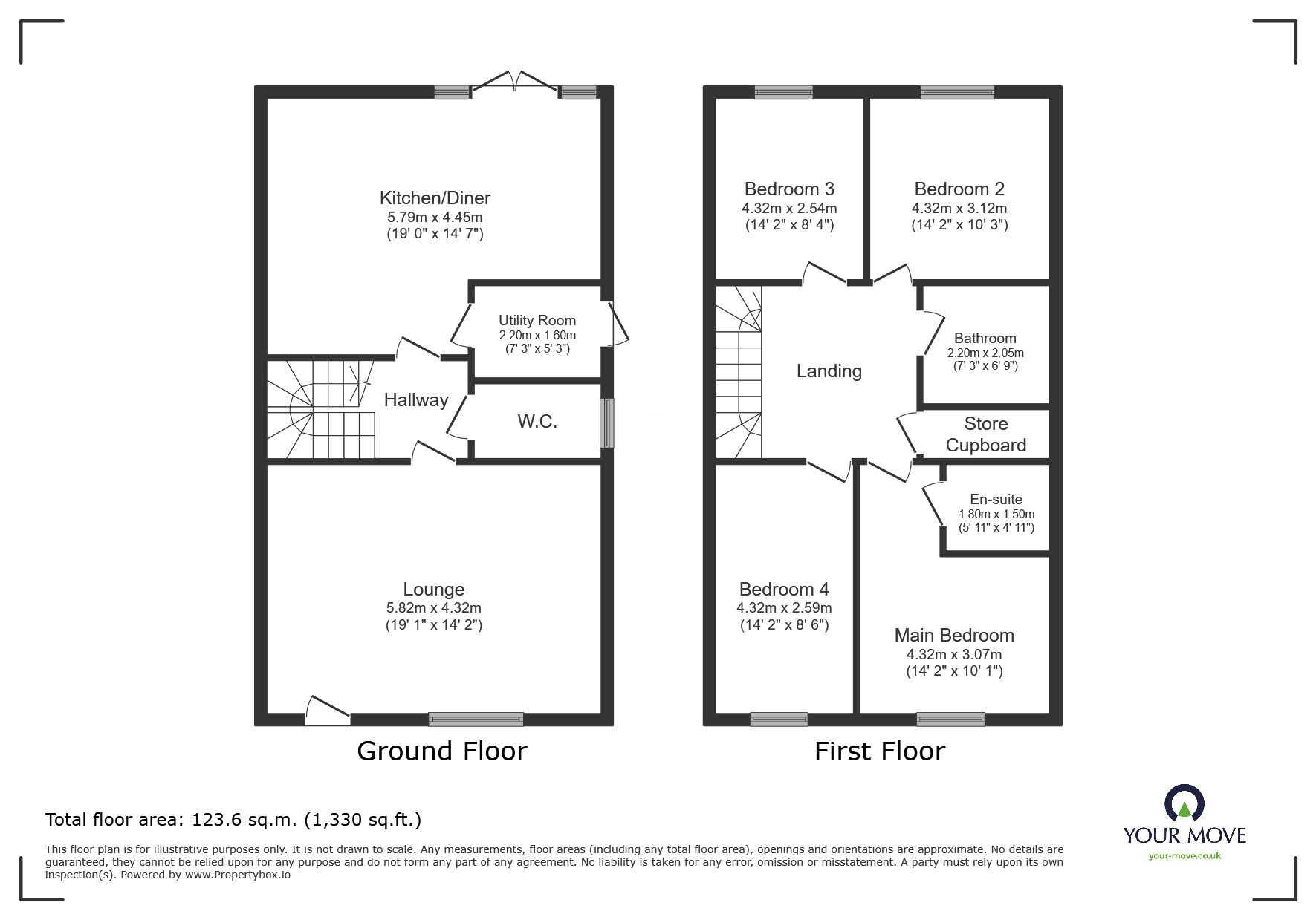 Floorplan of 4 bedroom House to rent, Abraham Fold, Little Hulton, Greater Manchester, M38