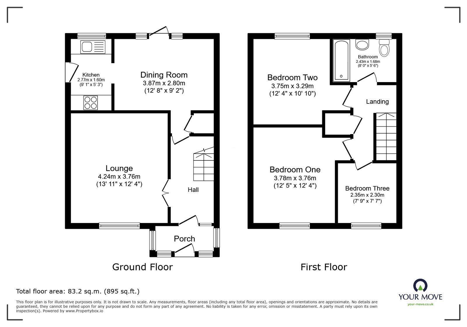 Floorplan of 3 bedroom Semi Detached House for sale, Thornfield Crescent, Little Hulton, Greater Manchester, M38