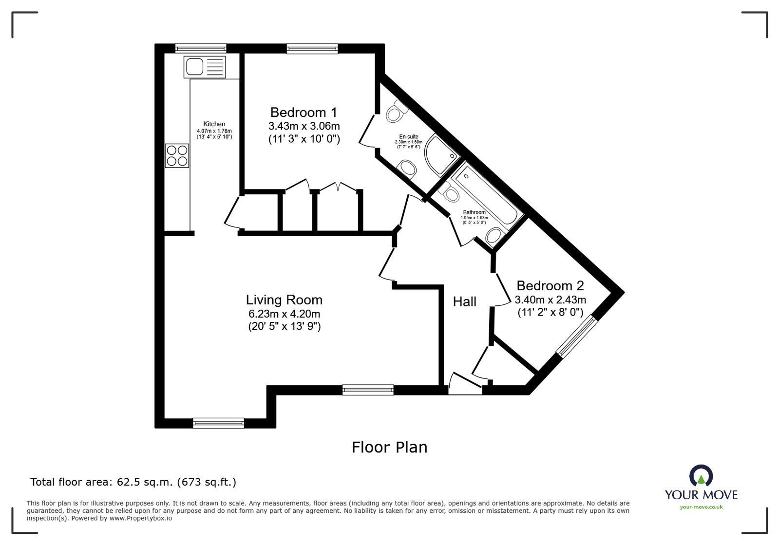 Floorplan of 2 bedroom Flat for sale, Gadbury Fold, Atherton, Greater Manchester, M46