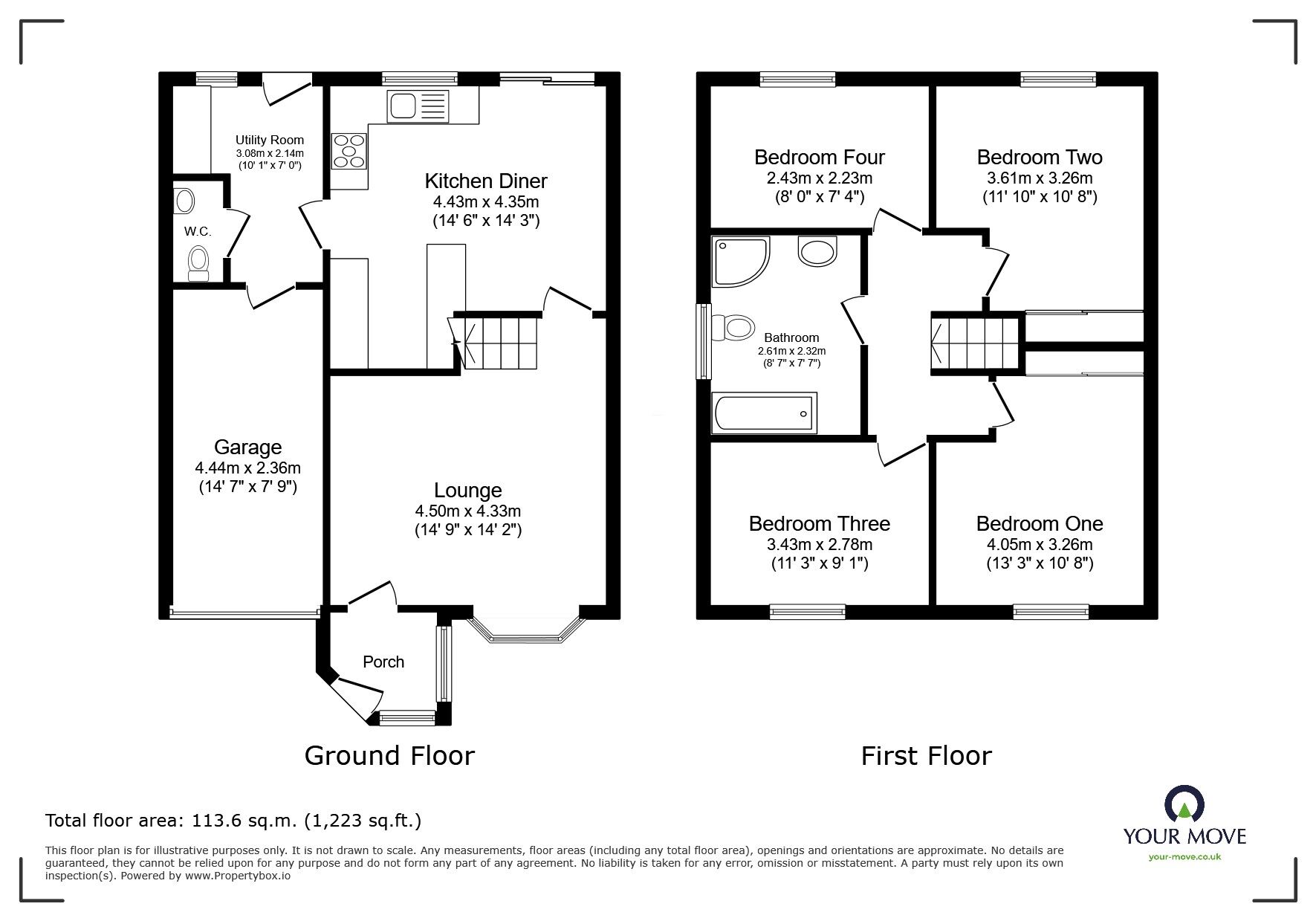 Floorplan of 4 bedroom Semi Detached House for sale, Mortlake Close, Worsley, Greater Manchester, M28