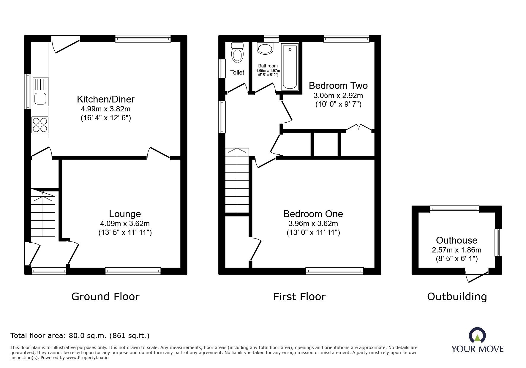 Floorplan of 2 bedroom End Terrace House for sale, Marsh Road, Little Hulton, Greater Manchester, M38