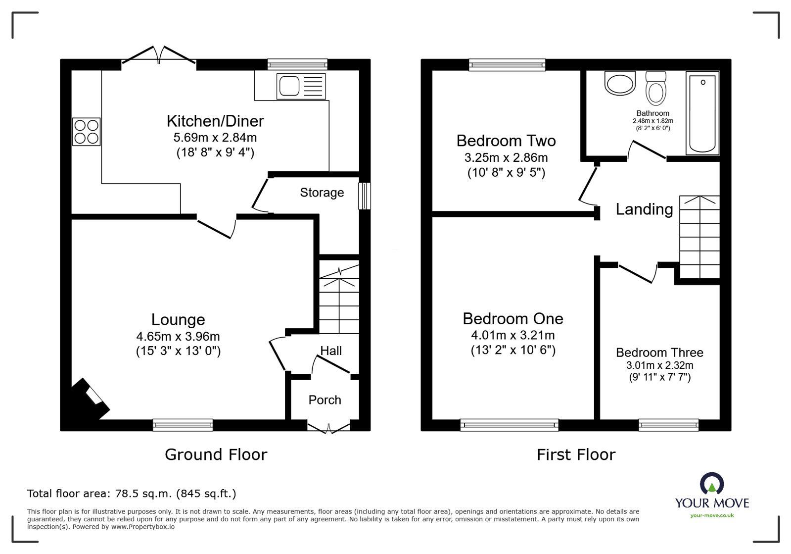 Floorplan of 3 bedroom Semi Detached House for sale, Malton Road, Worsley, Greater Manchester, M28