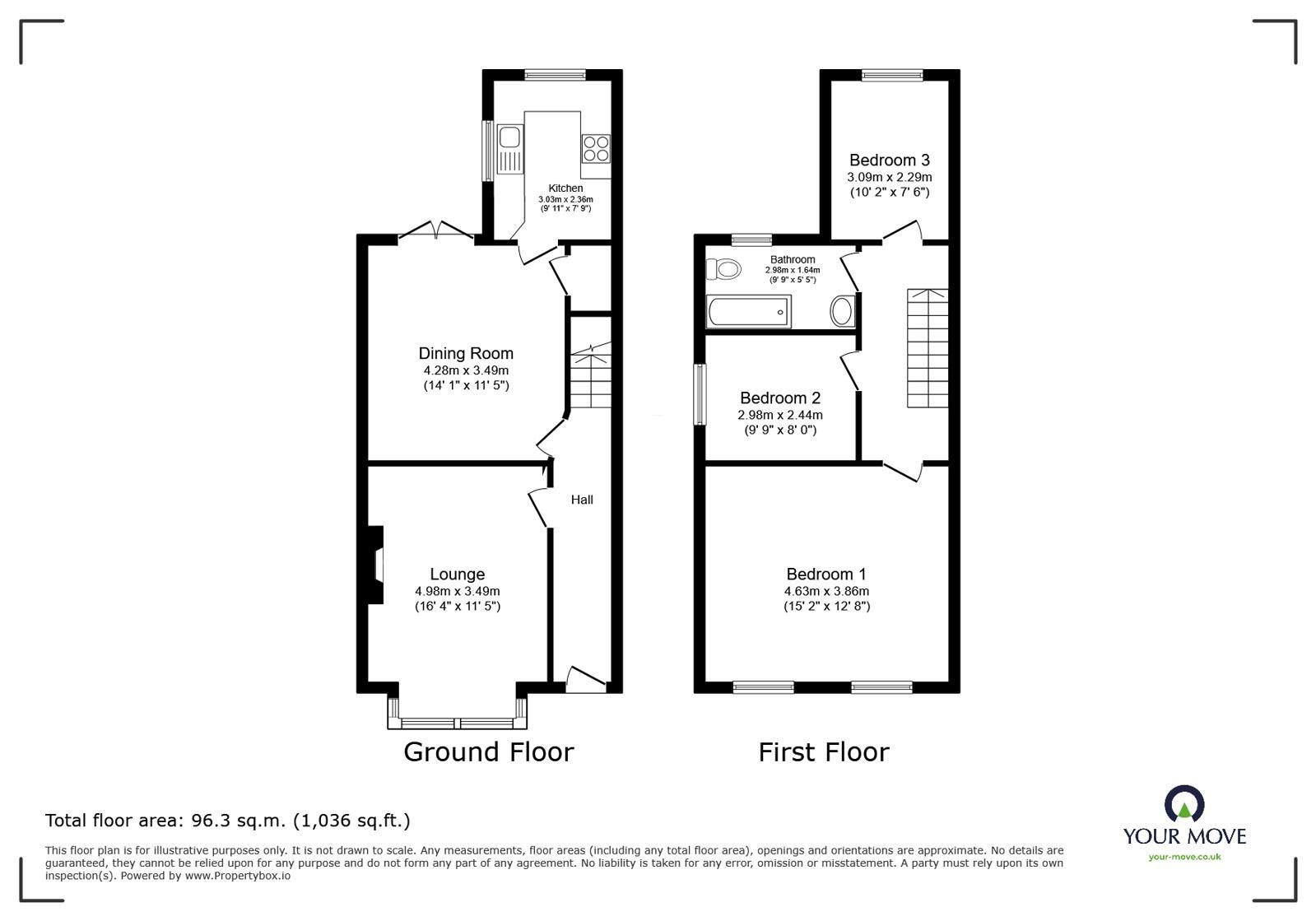 Floorplan of 3 bedroom End Terrace House for sale, Memorial Road, Worsley, Greater Manchester, M28