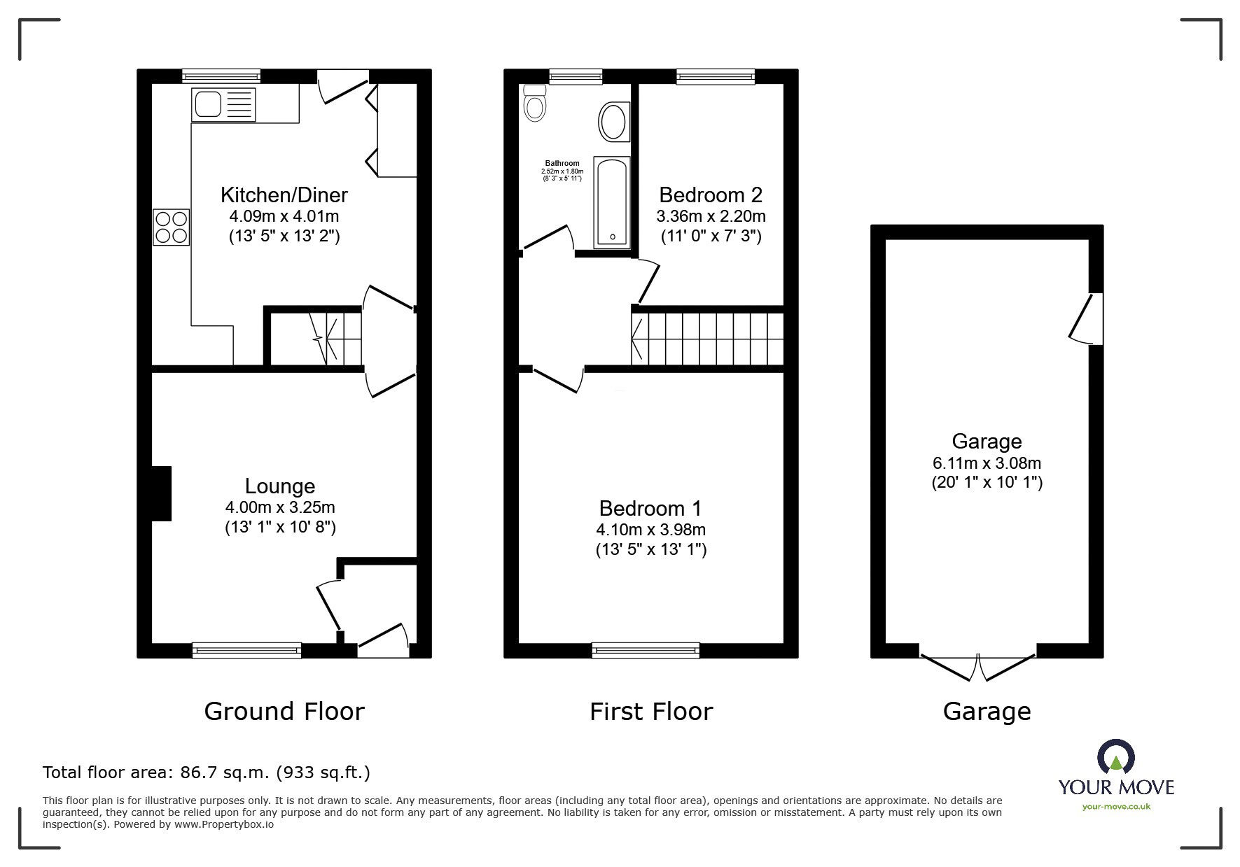 Floorplan of 2 bedroom End Terrace House for sale, Ellesmere Street, Little Hulton, Greater Manchester, M38