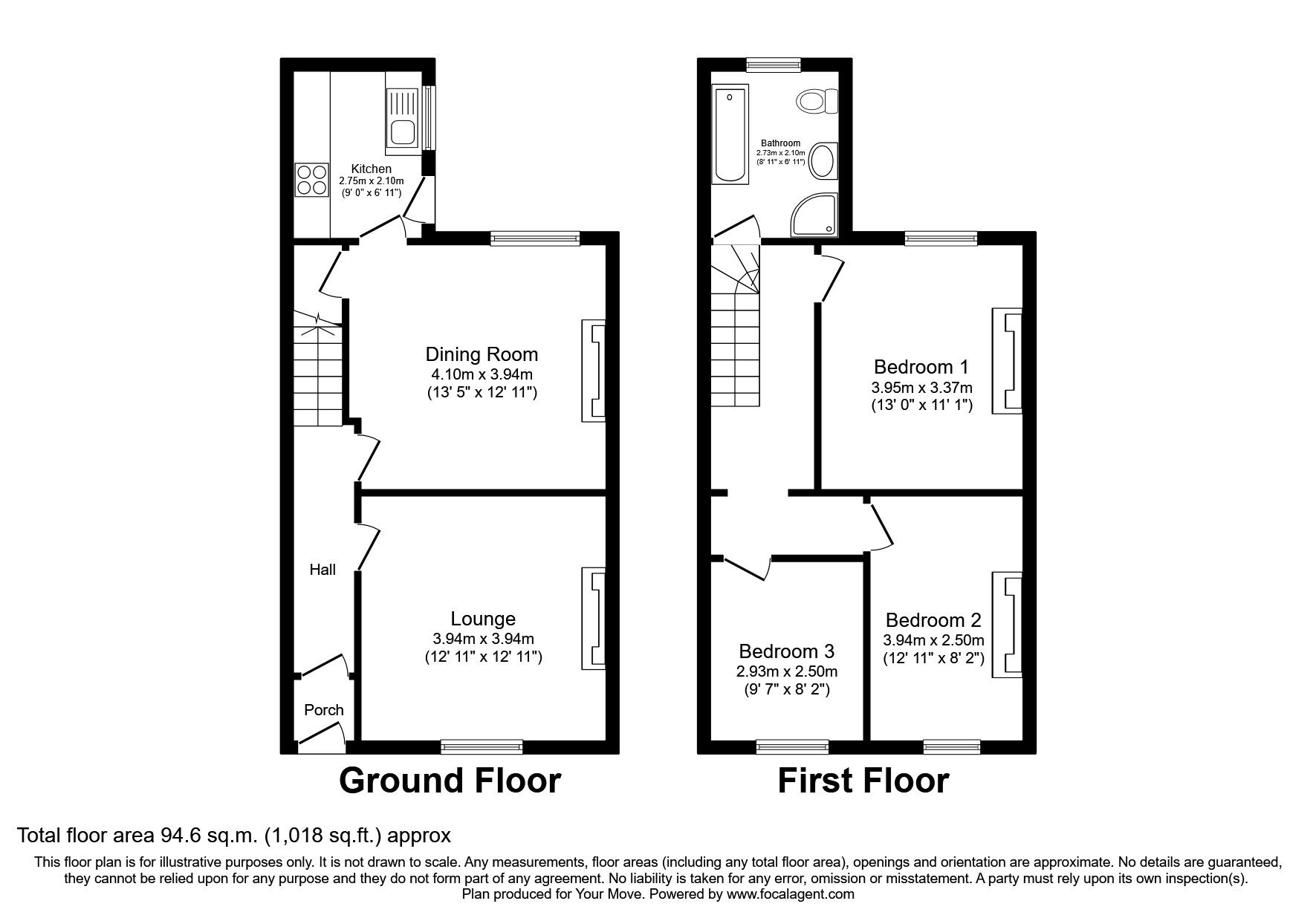 Floorplan of 3 bedroom Mid Terrace House for sale, Bolton Road, Worsley, Greater Manchester, M28