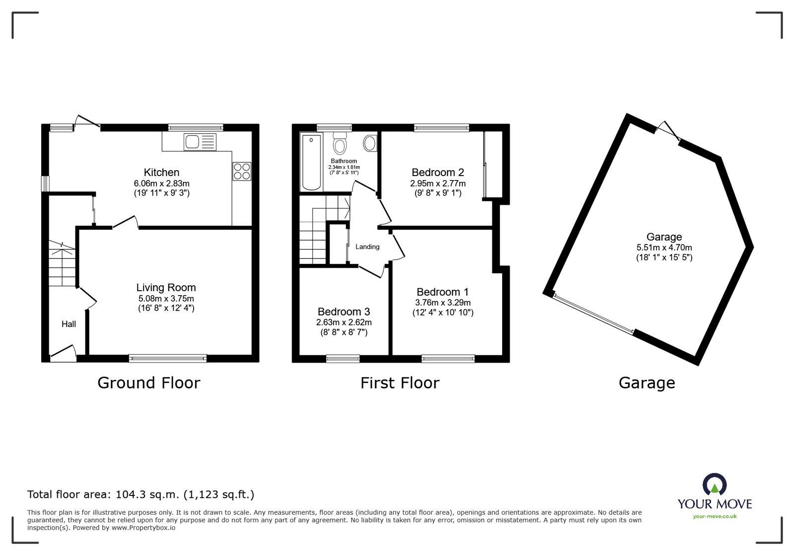 Floorplan of 3 bedroom Semi Detached House to rent, Kendal Road, Worsley, Greater Manchester, M28