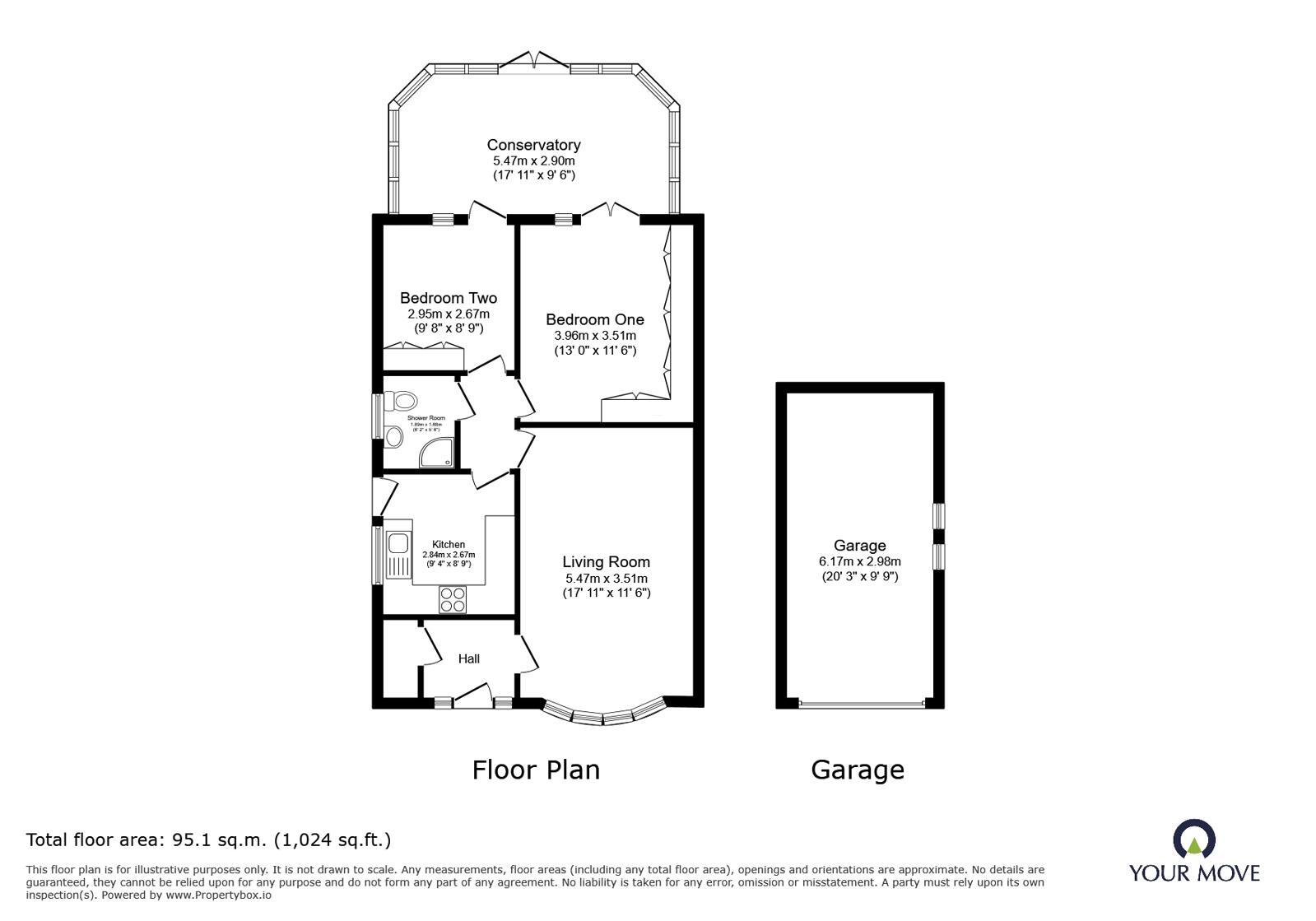Floorplan of 2 bedroom Semi Detached Bungalow for sale, Everard Close, Worsley, Greater Manchester, M28