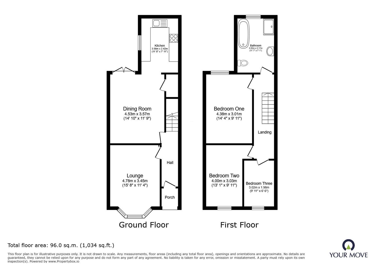 Floorplan of 3 bedroom Mid Terrace House for sale, Stanley Road, Worsley, Greater Manchester, M28