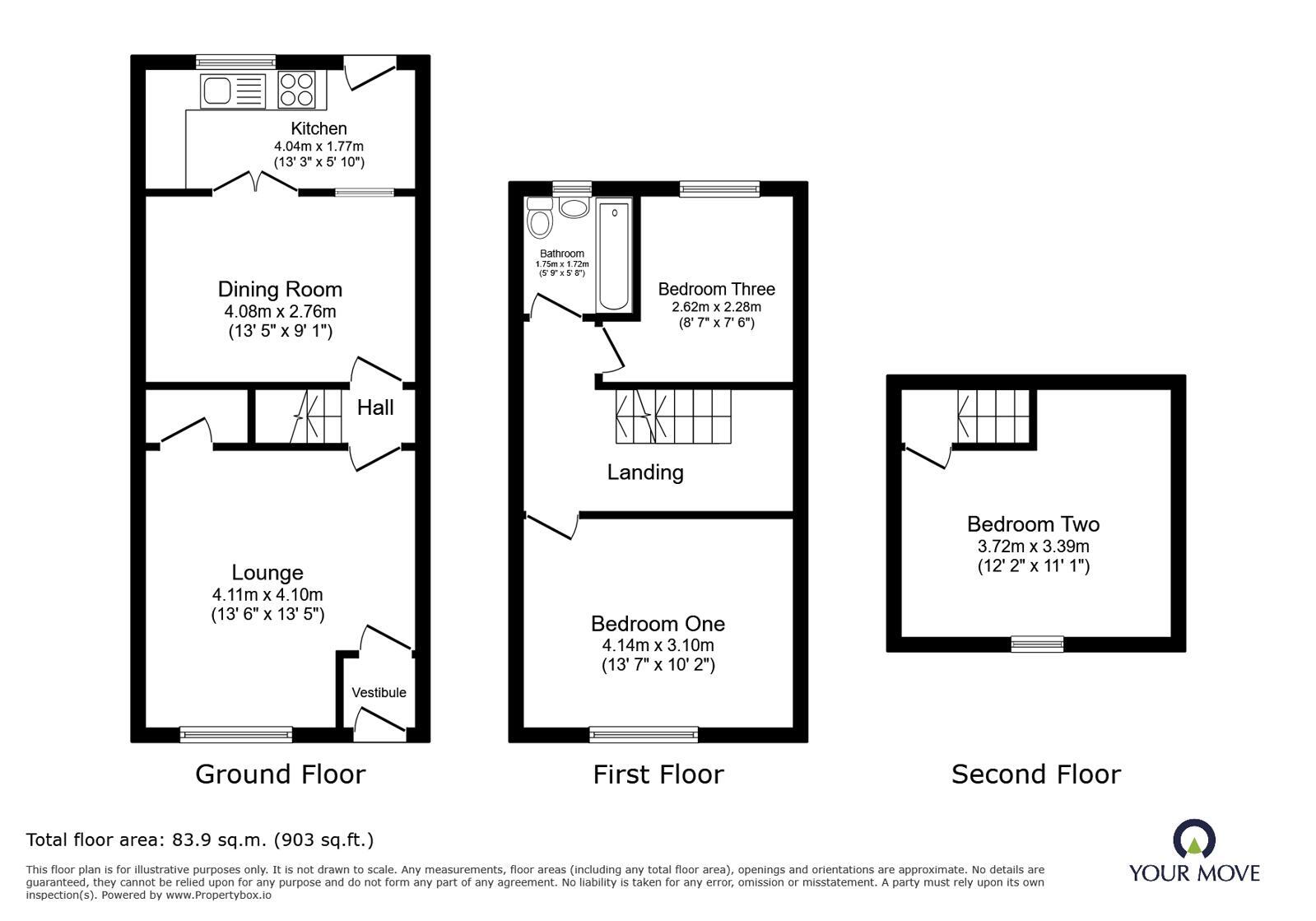 Floorplan of 3 bedroom Mid Terrace House for sale, Harriet Street, Worsley, Greater Manchester, M28
