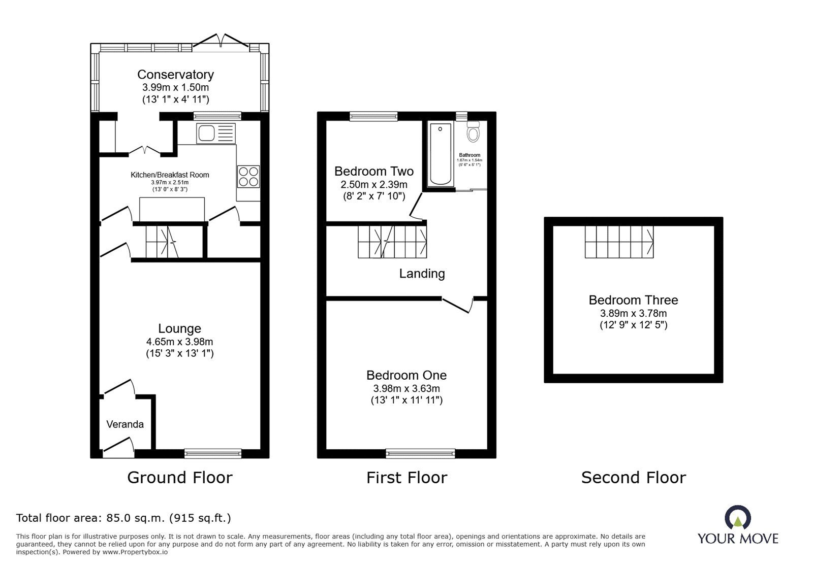 Floorplan of 3 bedroom Mid Terrace House for sale, Longfield Road, Bolton, Greater Manchester, BL3