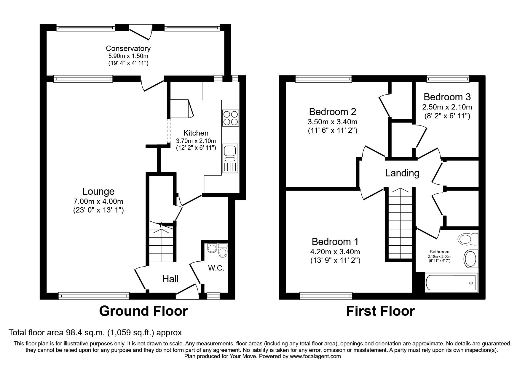 Floorplan of 3 bedroom Mid Terrace House to rent, Bulldog Road, Chatham, Kent, ME5