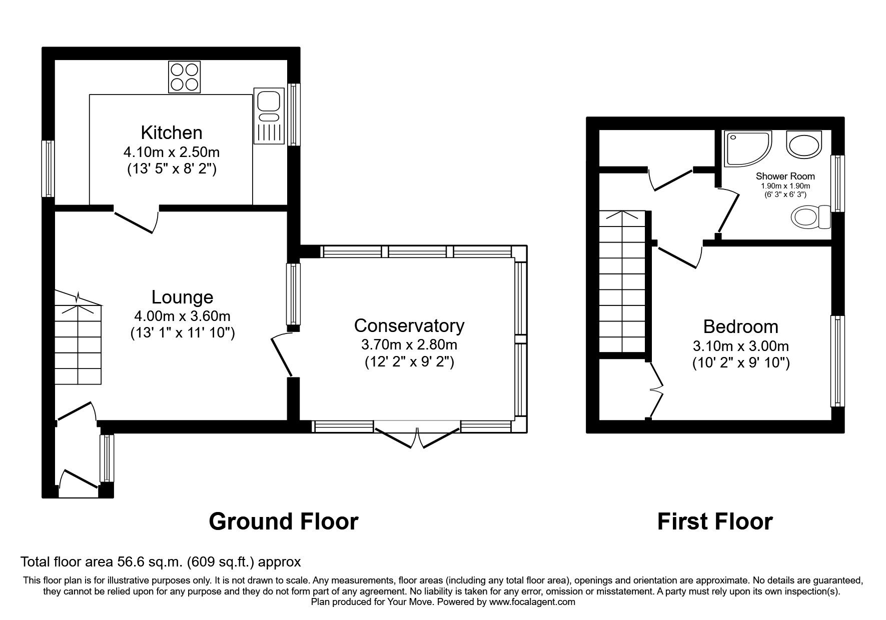 Floorplan of 1 bedroom Mid Terrace House to rent, Tay Close, Lordswood, Kent, ME5