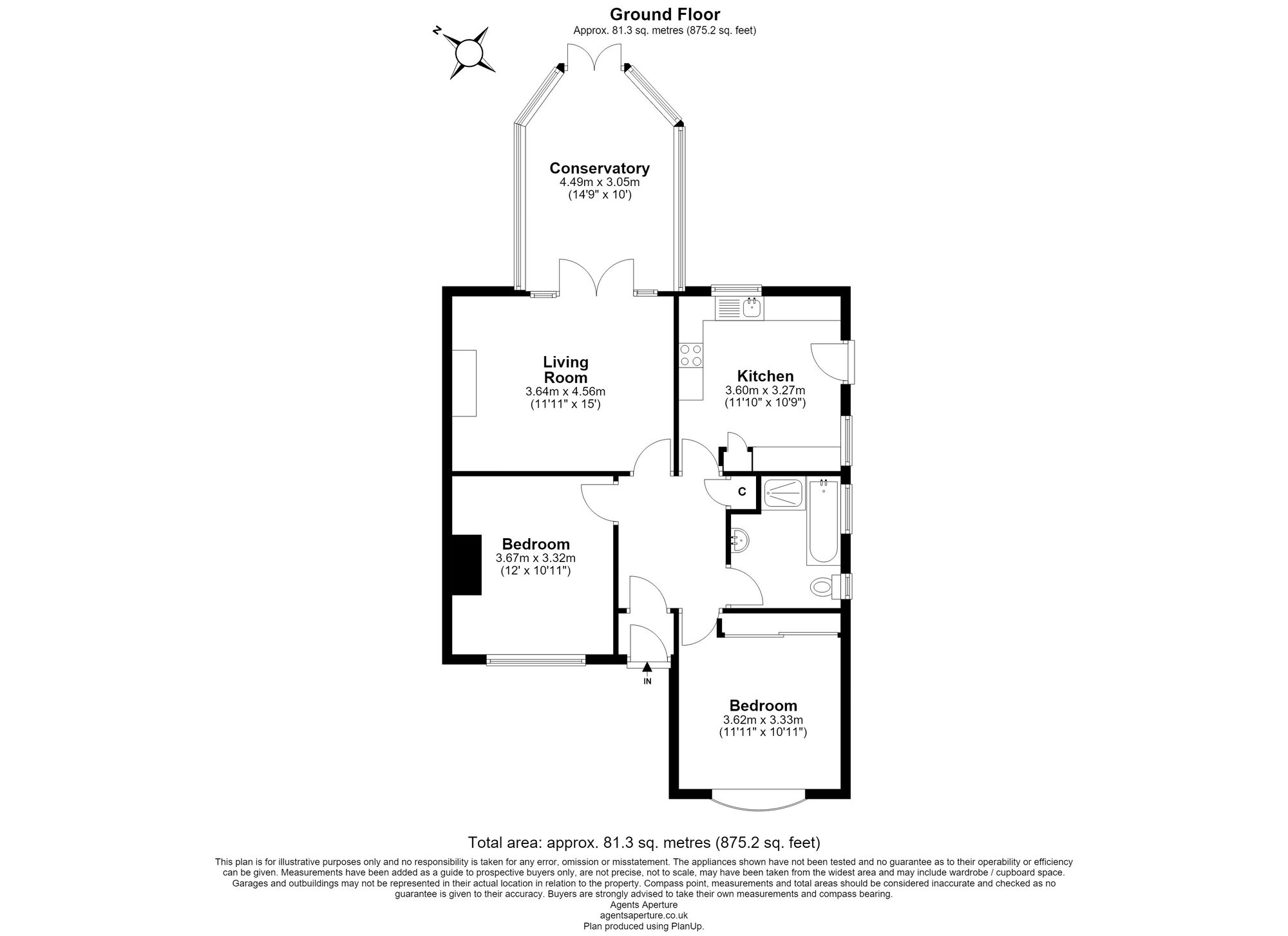 Floorplan of 2 bedroom Semi Detached Bungalow for sale, Tunbury Avenue, Chatham, Kent, ME5