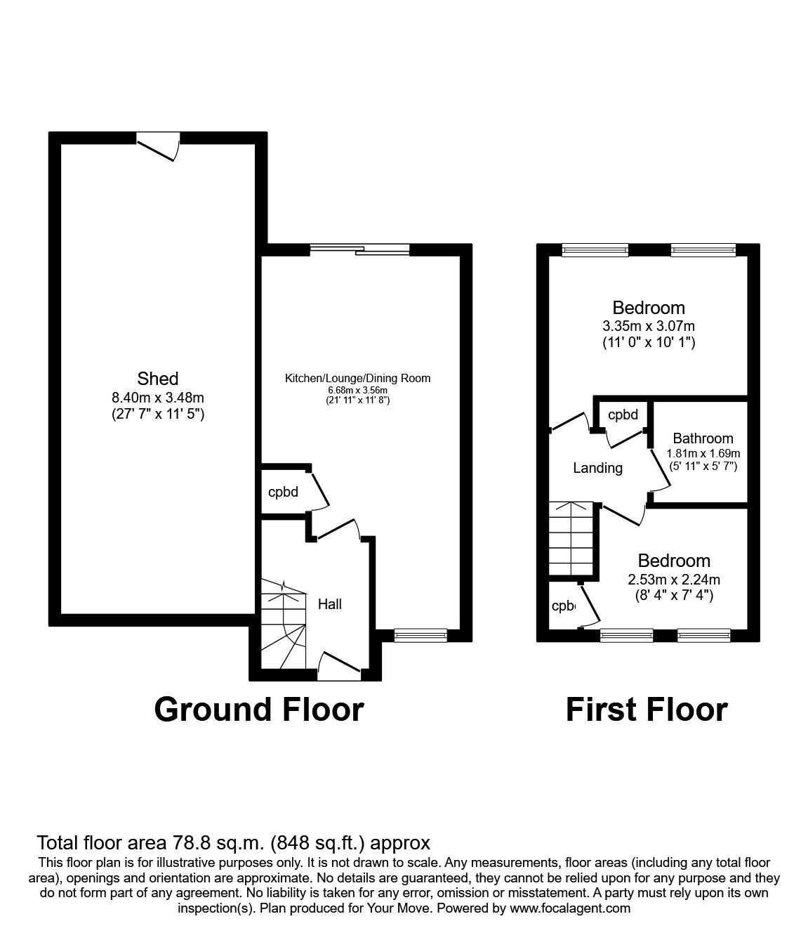 Floorplan of 2 bedroom End Terrace House to rent, Henley Close, Walderslade, Kent, ME5
