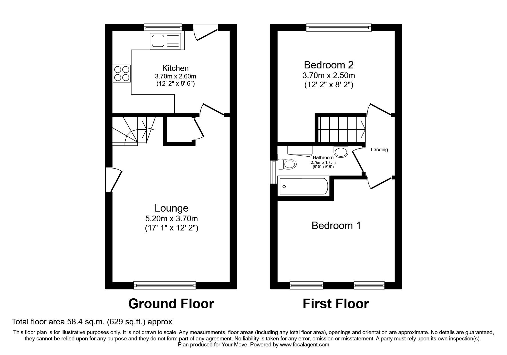 Floorplan of 2 bedroom End Terrace House to rent, Sheraton Court, Chatham, Kent, ME5