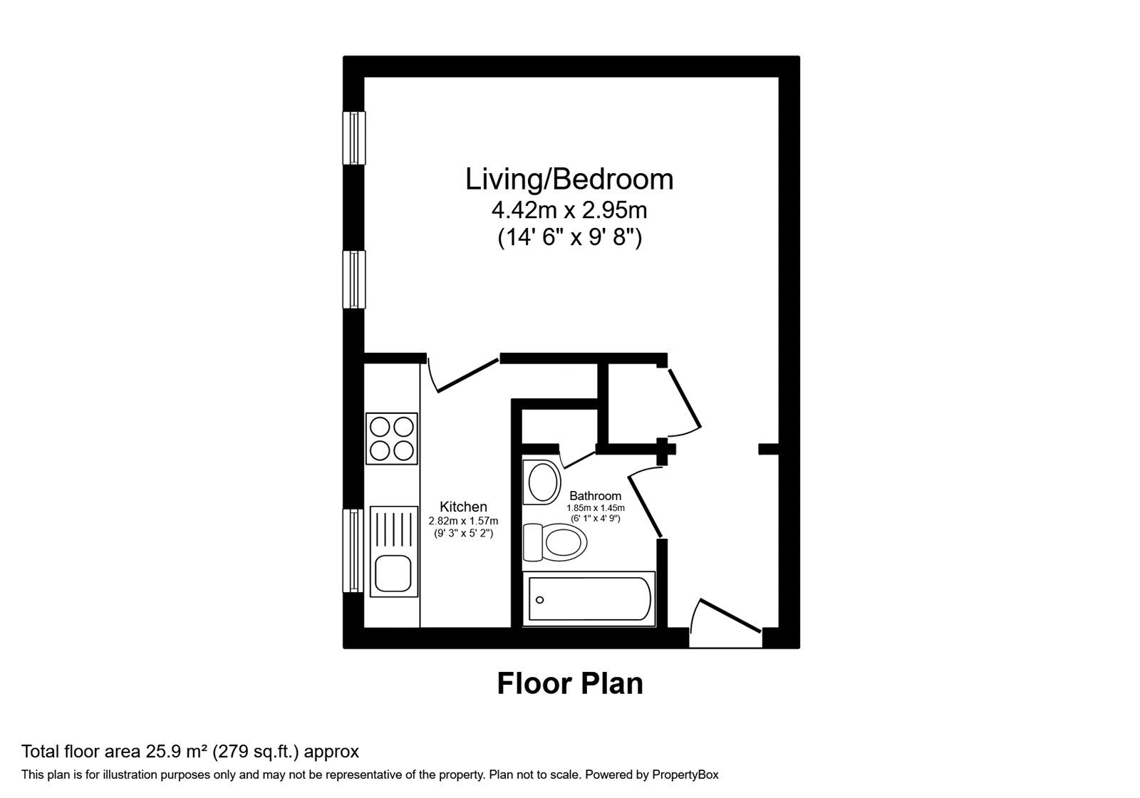 Floorplan of 1 bedroom Flat for sale, Shepperton Close, Lords Wood, Kent, ME5