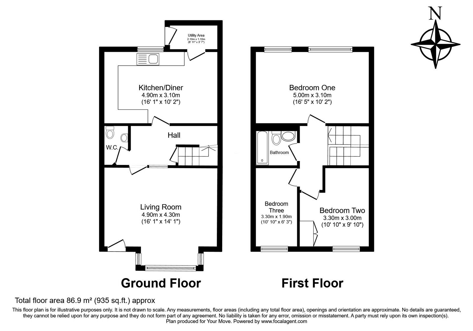 Floorplan of 3 bedroom End Terrace House for sale, Slade Close, Chatham, Kent, ME5