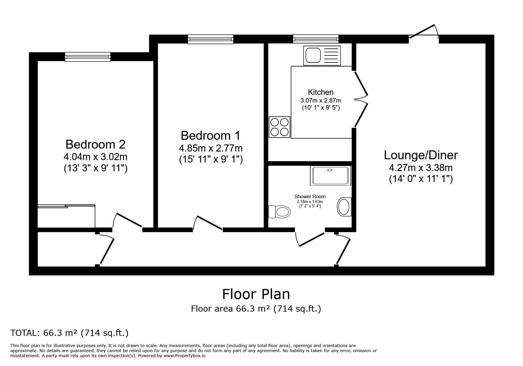 Floorplan of 2 bedroom  Flat for sale, Walderslade Centre, Walderslade Road, Kent, ME5