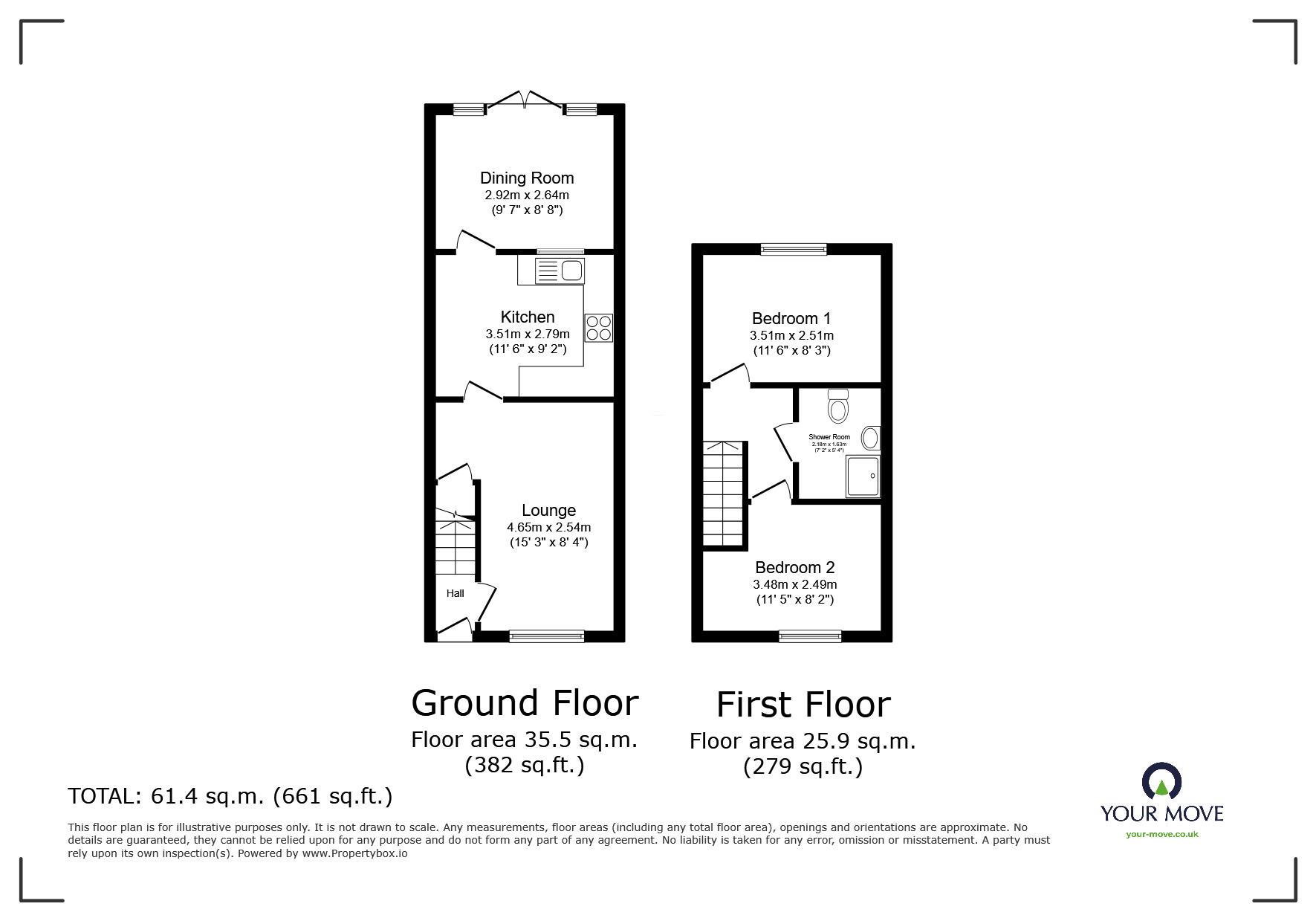 Floorplan of 2 bedroom Mid Terrace House for sale, Spenlow Drive, Walderslade Woods, Kent, ME5
